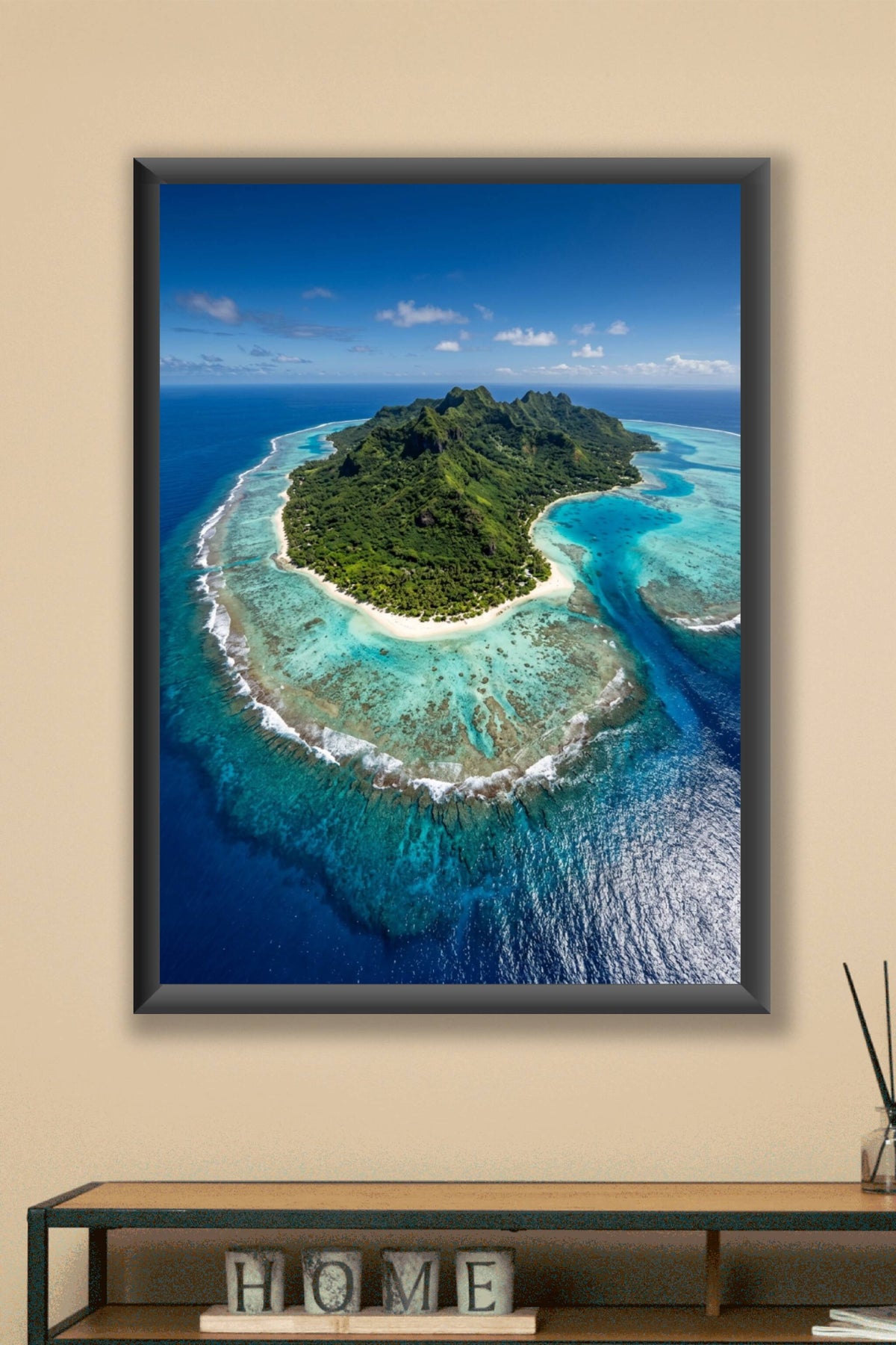 Poster d'une île tropicale, lagon turquoise