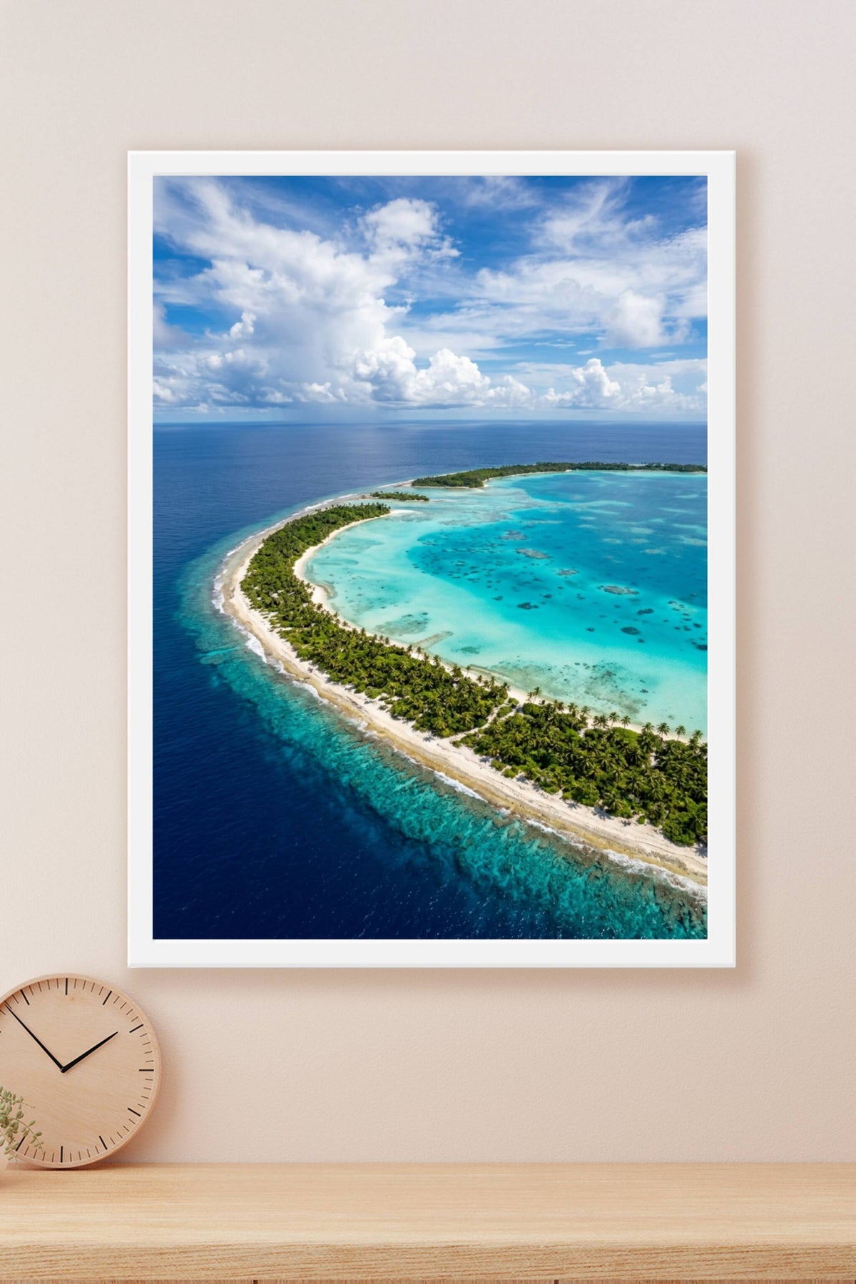 Affiche d'un atoll tropical, poster lagon turquoise