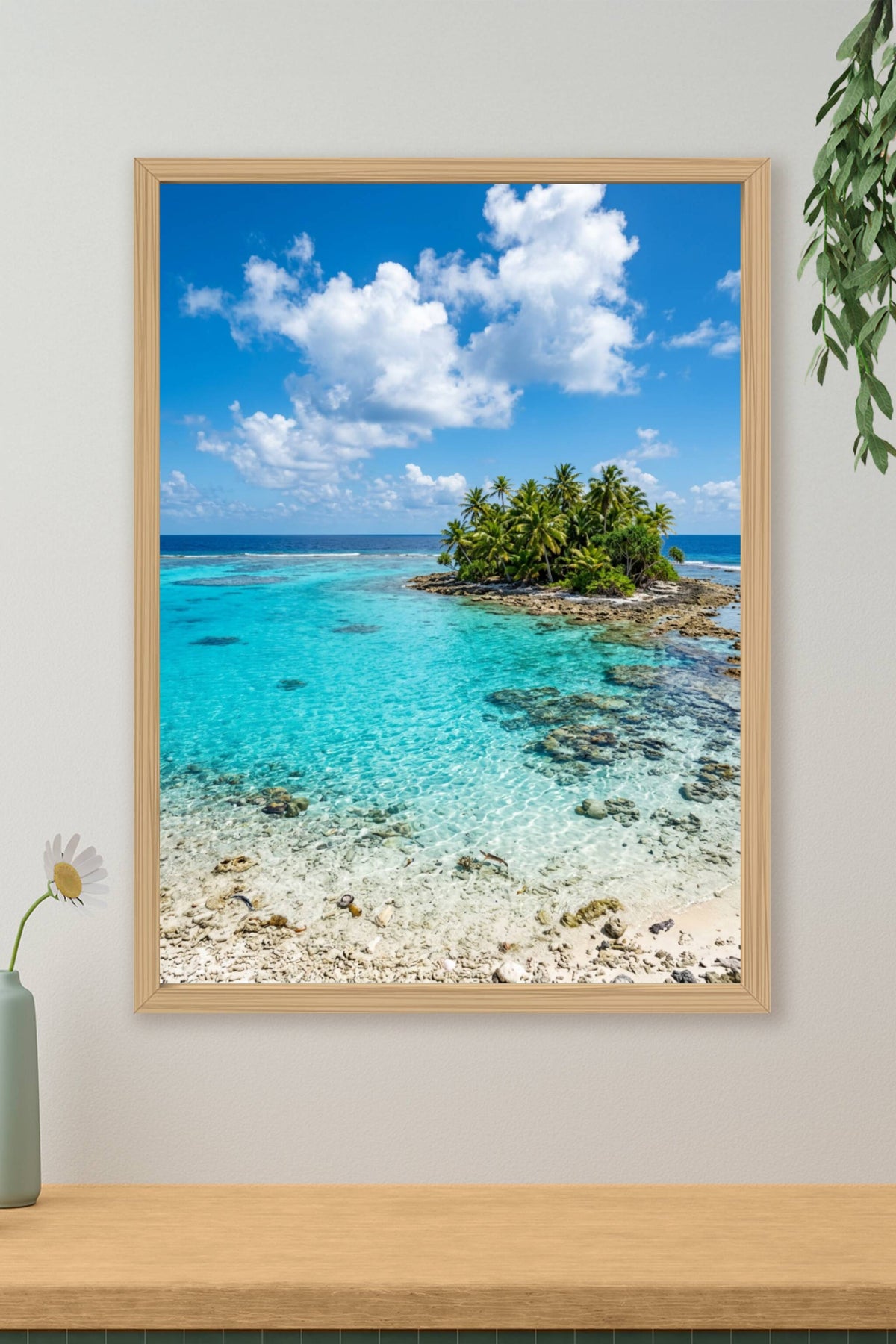 Affiche d'île tropicale, poster lagon turquoise