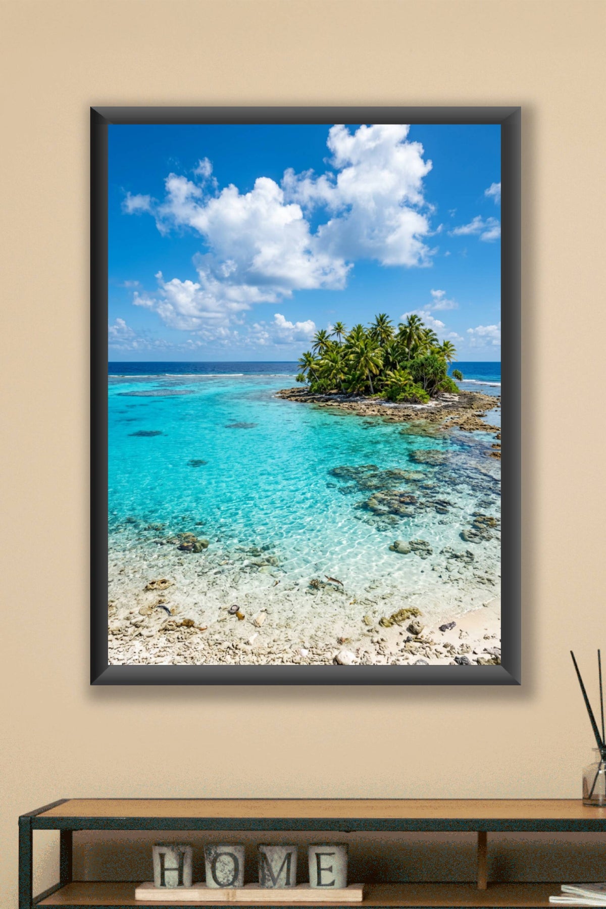 Affiche d'île tropicale, poster lagon turquoise