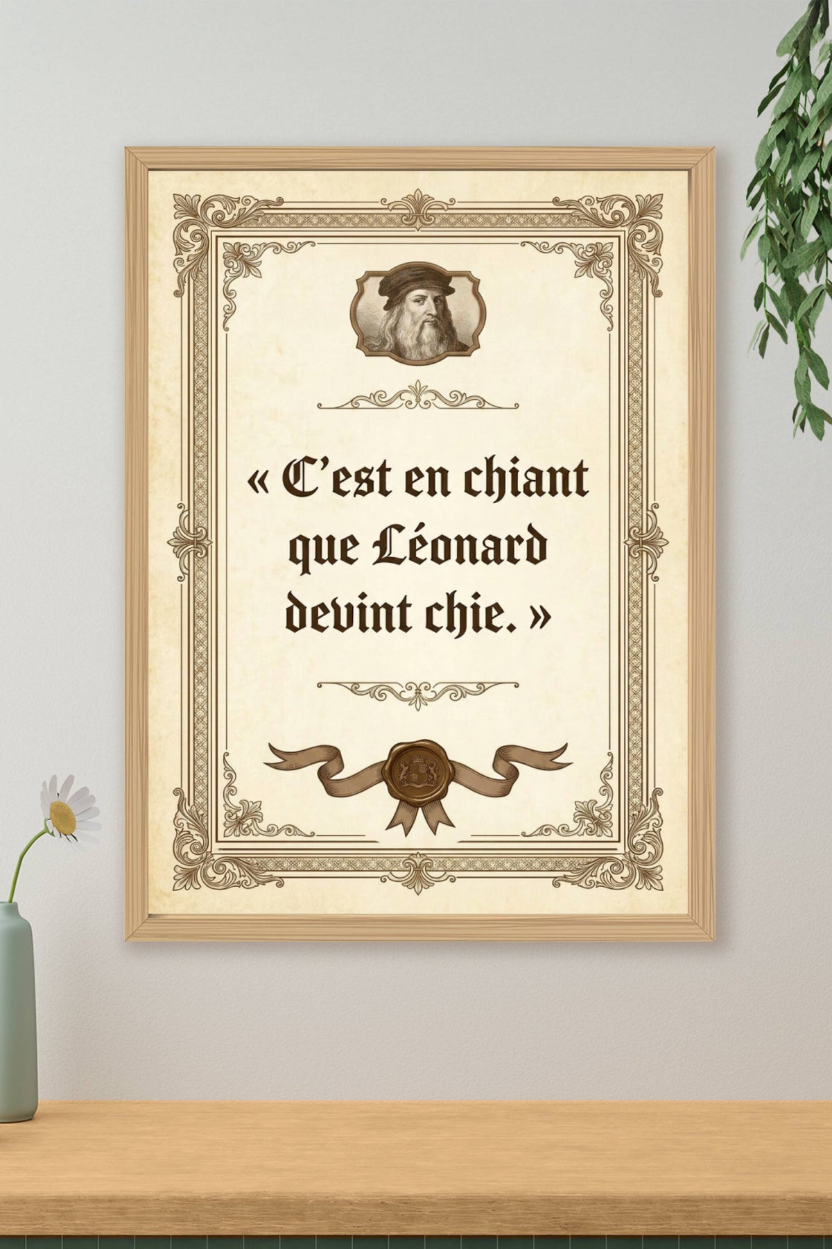 Affiche de Léonard, poster toilettes vintage