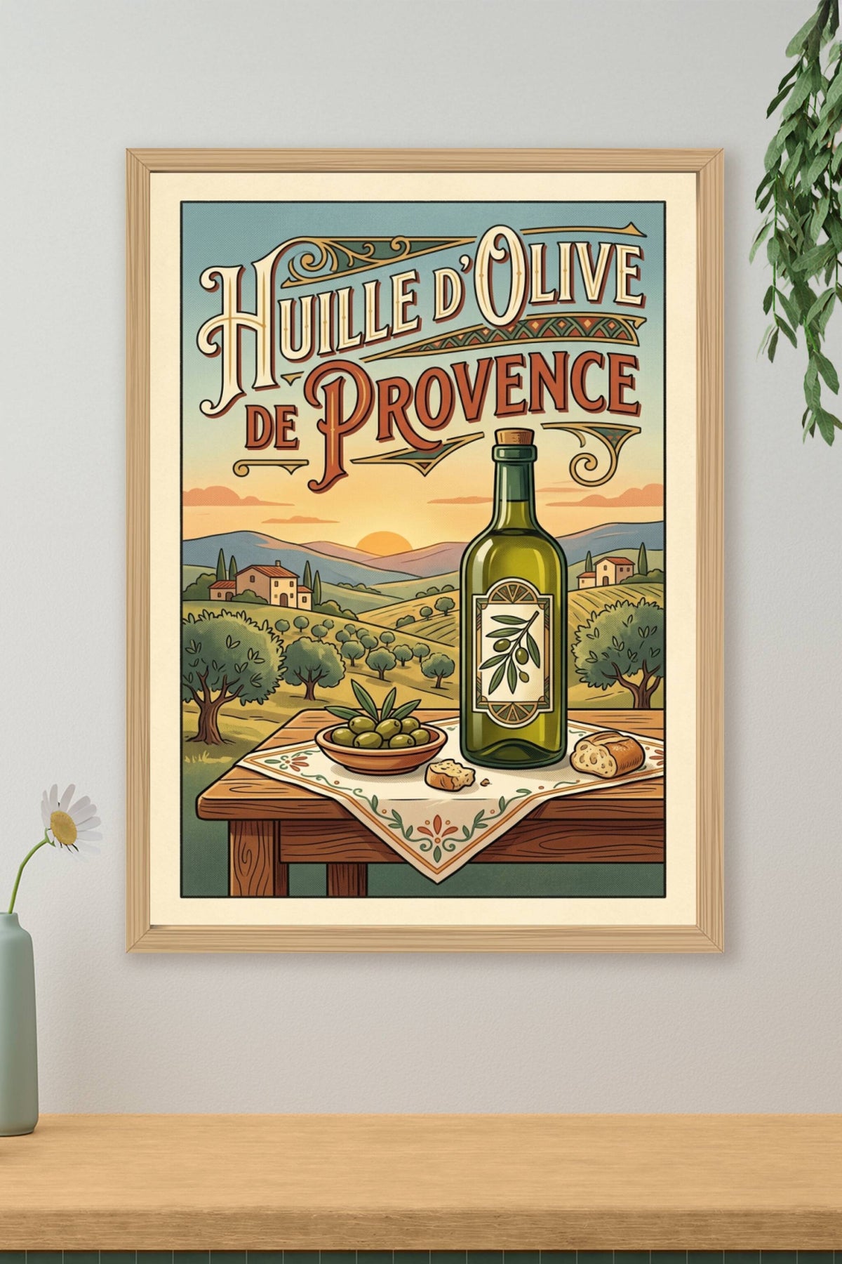 Affiche d'Huile d'Olive de Provence, poster paysage