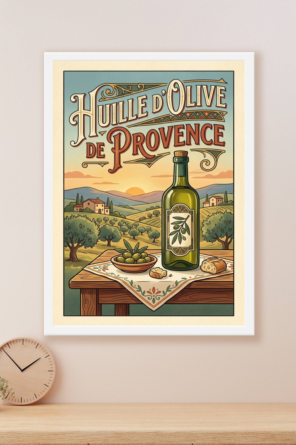 Affiche d'Huile d'Olive de Provence, poster paysage