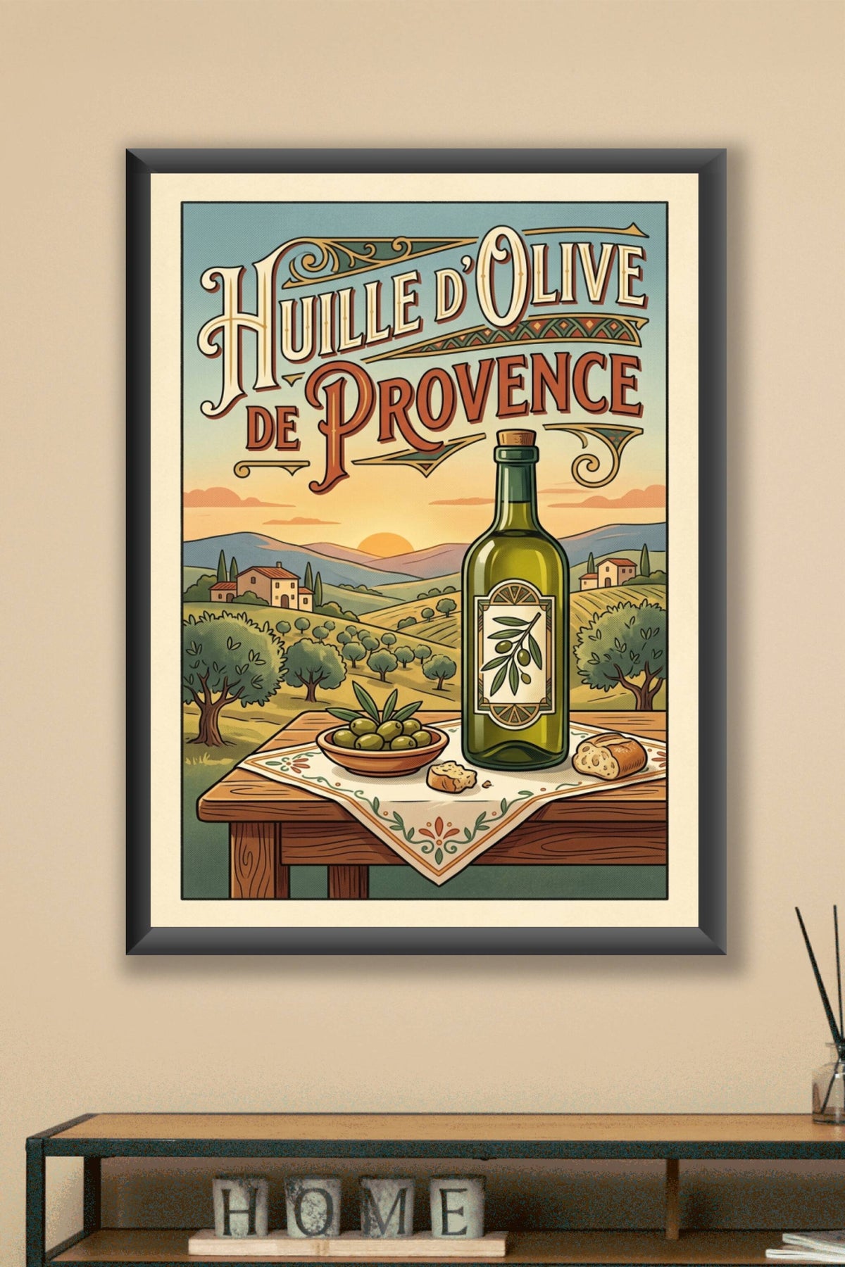 Affiche d'Huile d'Olive de Provence, poster paysage
