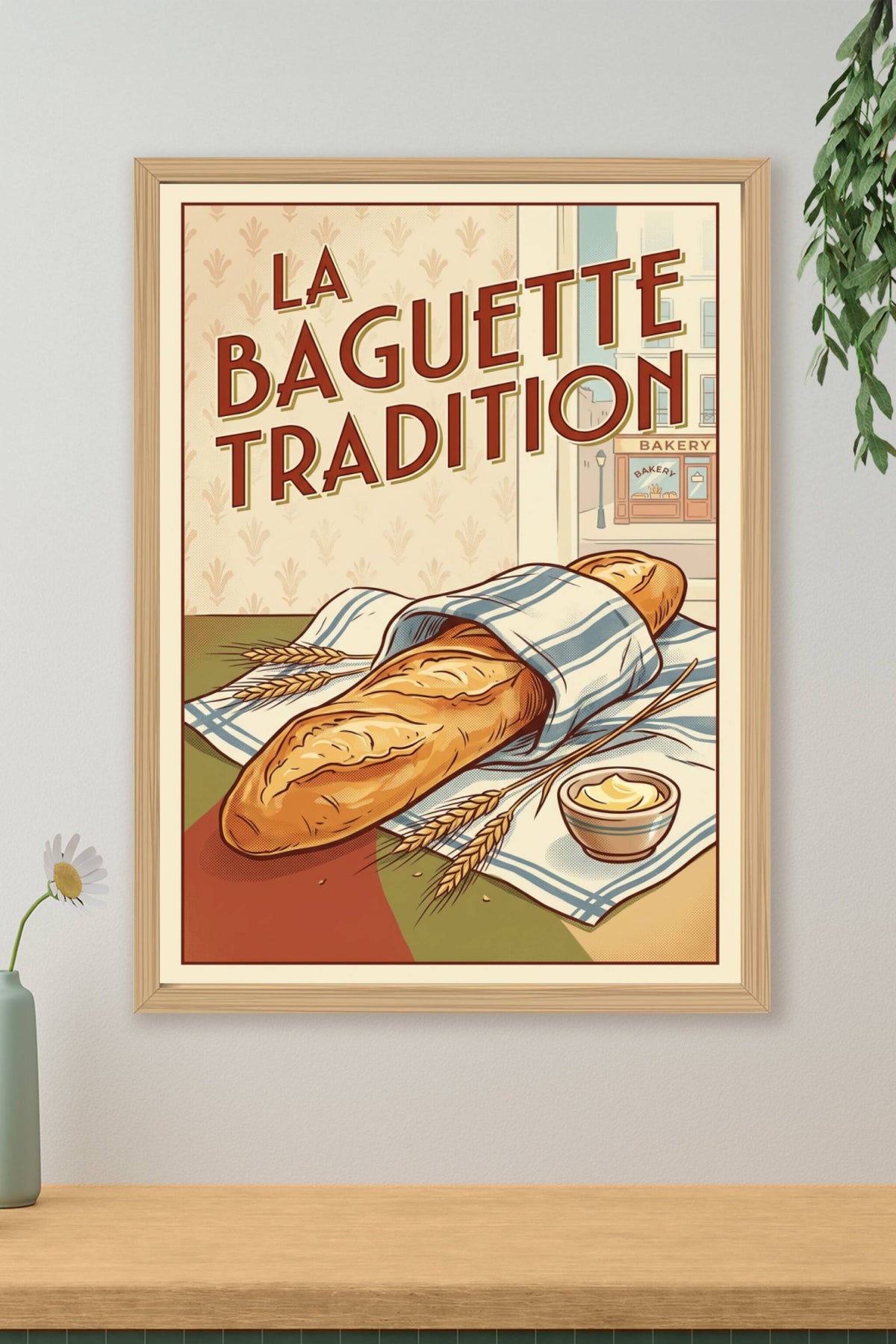 Poster La Baguette Tradition, style vintage