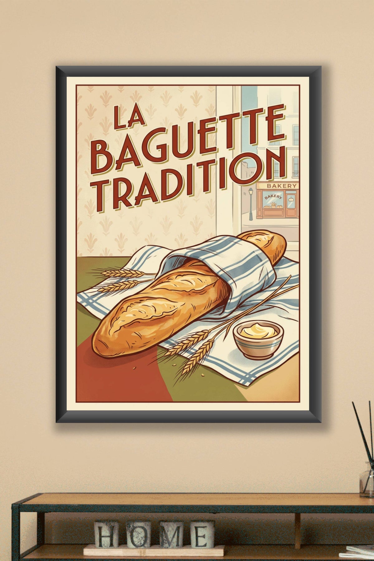 Poster La Baguette Tradition, style vintage
