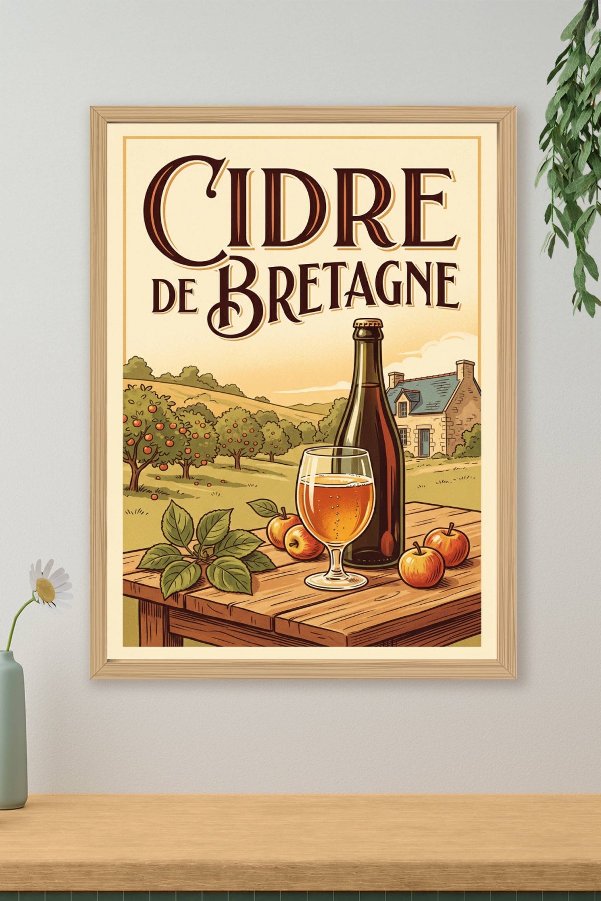 Affiche de cidre de Bretagne, poster verger