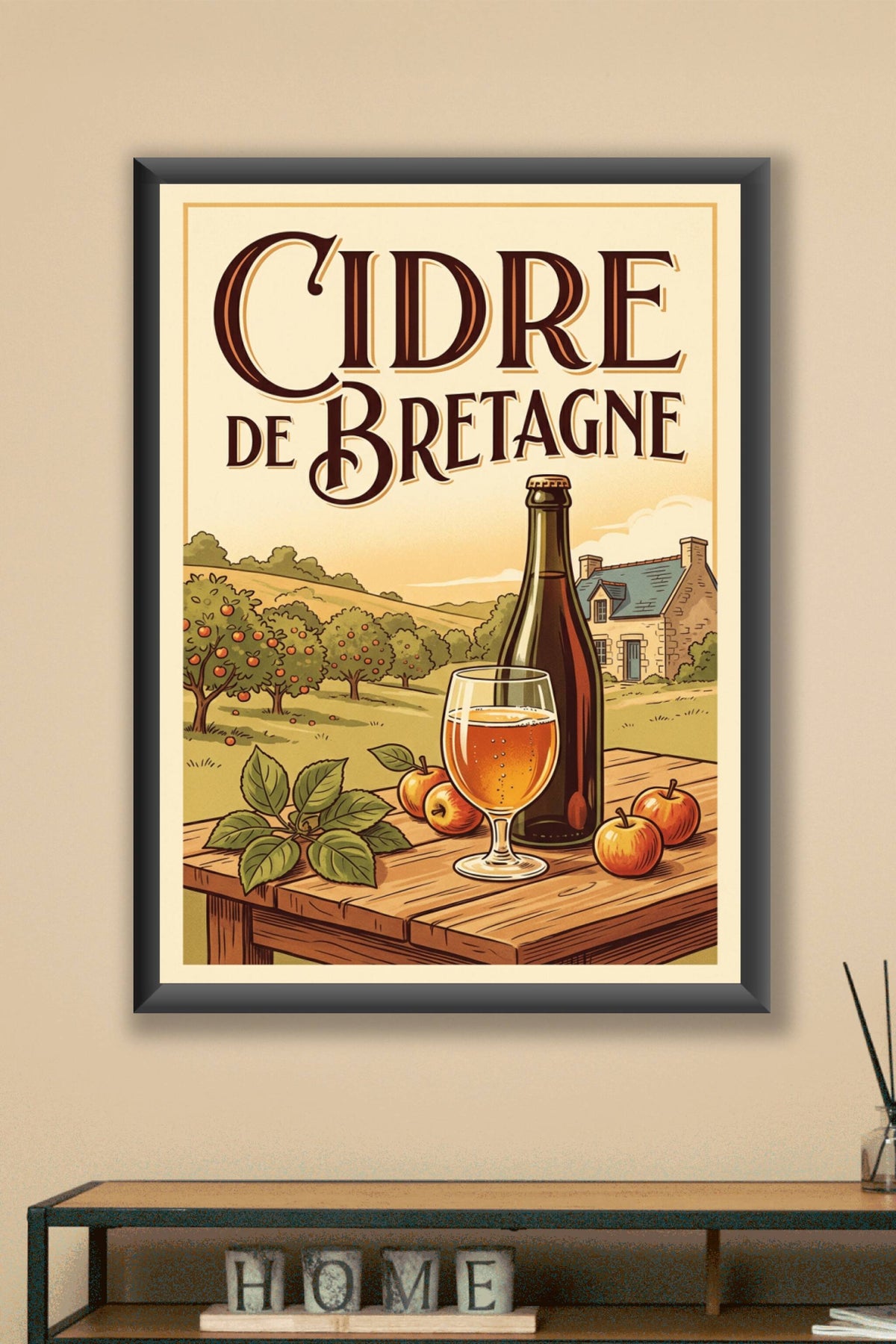Affiche de cidre de Bretagne, poster verger