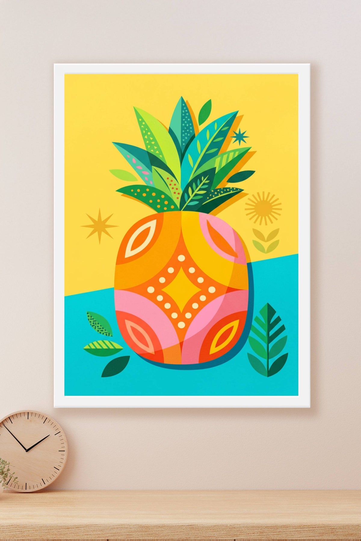 Poster d'ananas, illustration pop art colorée