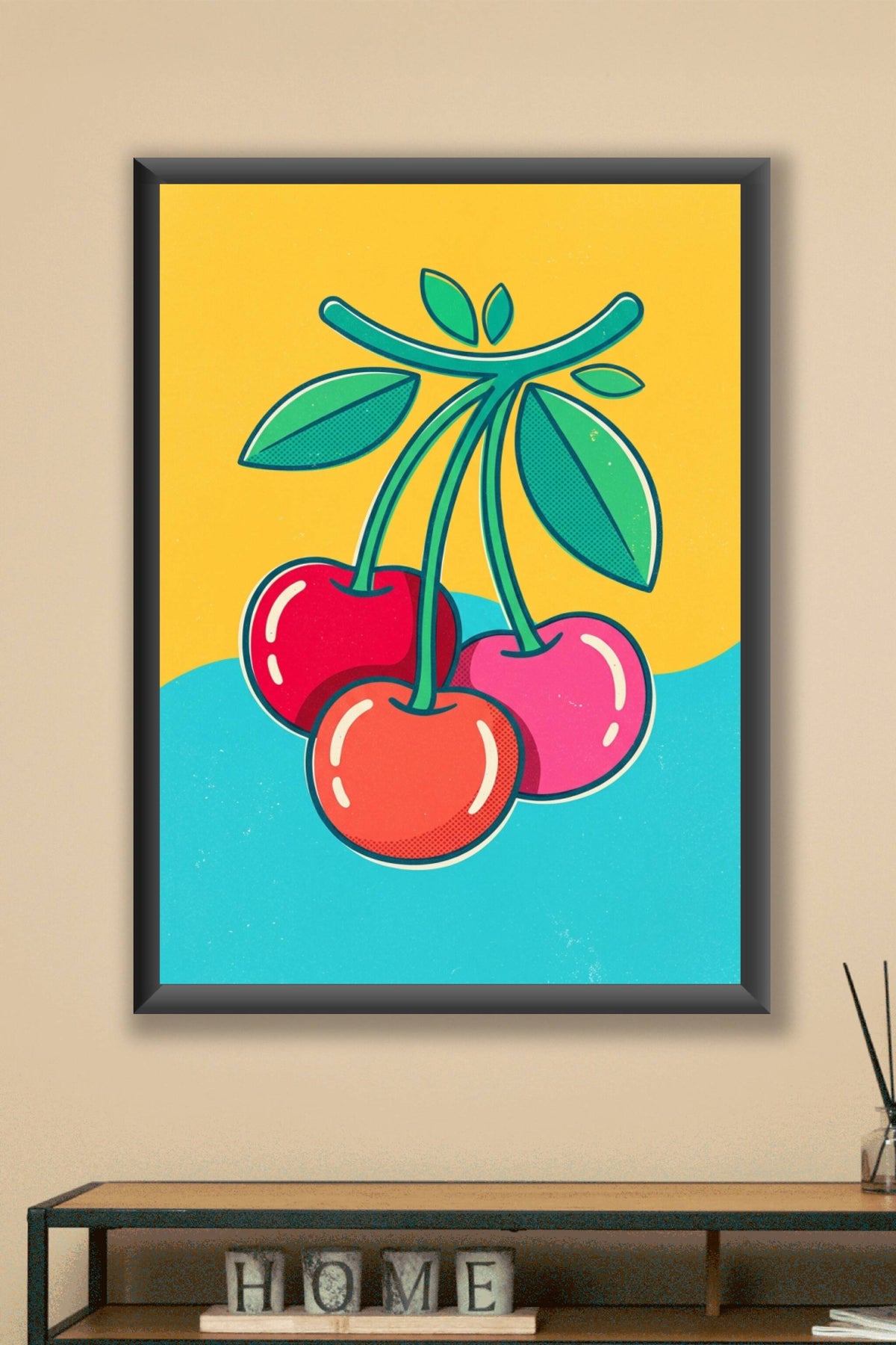 Affiche de cerises, poster style pop art