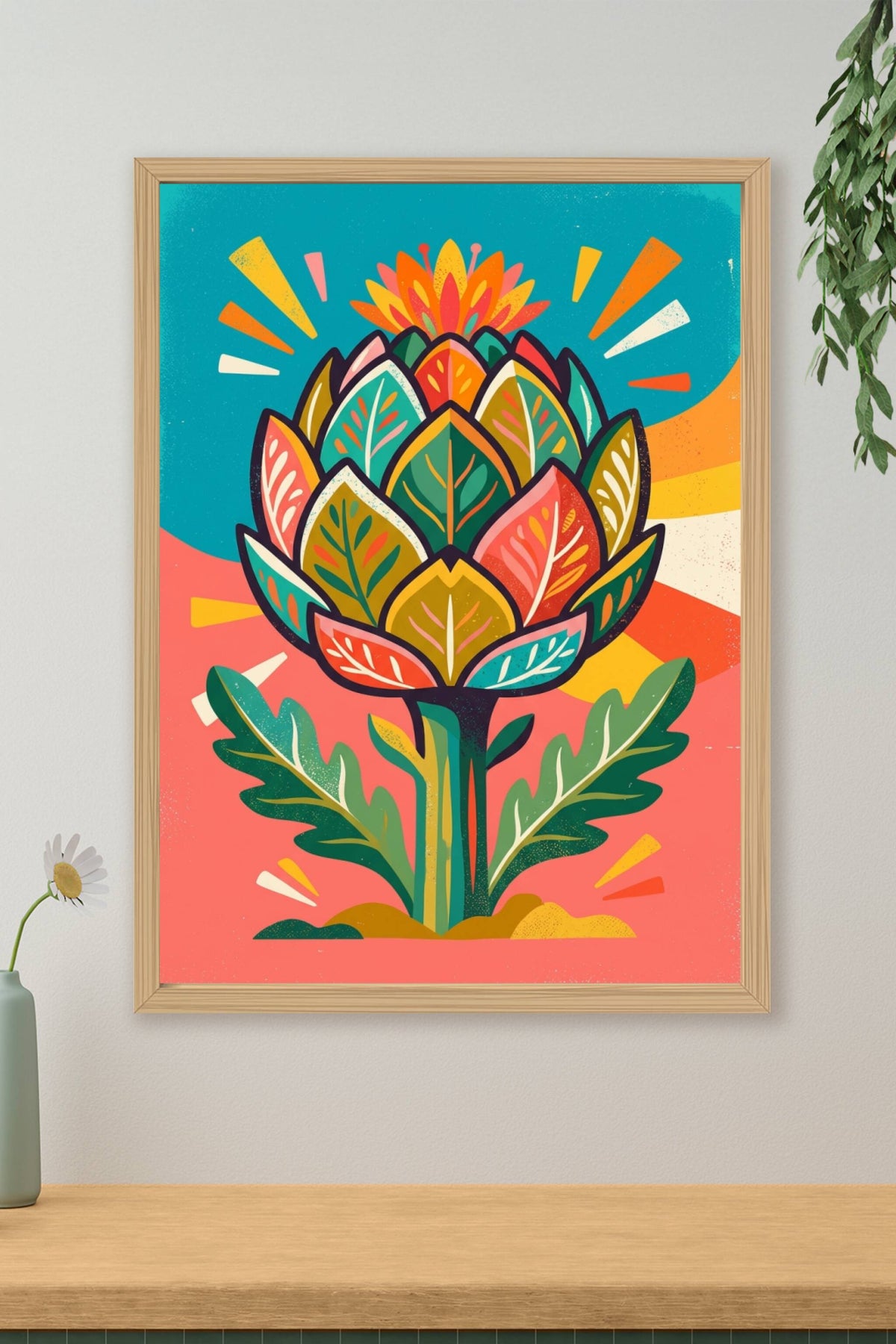 Affiche d'artichaut, poster coloré style pop