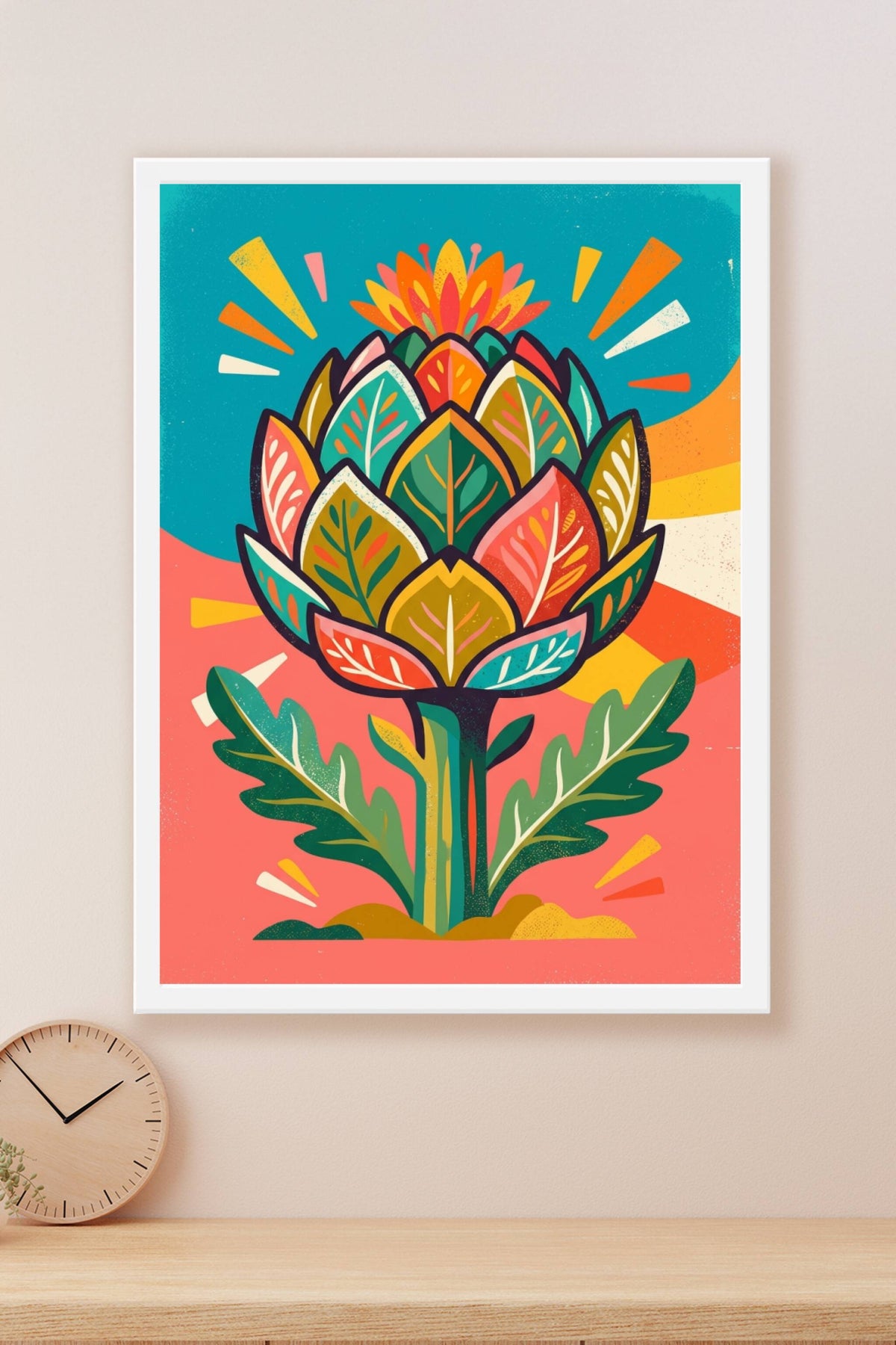 Affiche d'artichaut, poster coloré style pop