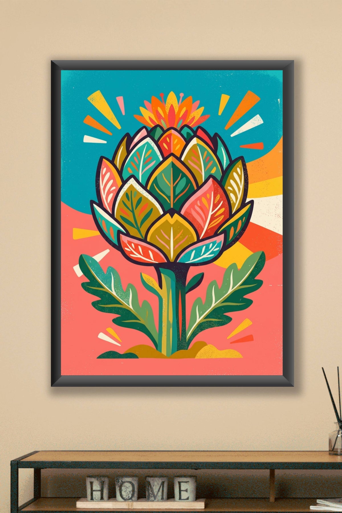 Affiche d'artichaut, poster coloré style pop