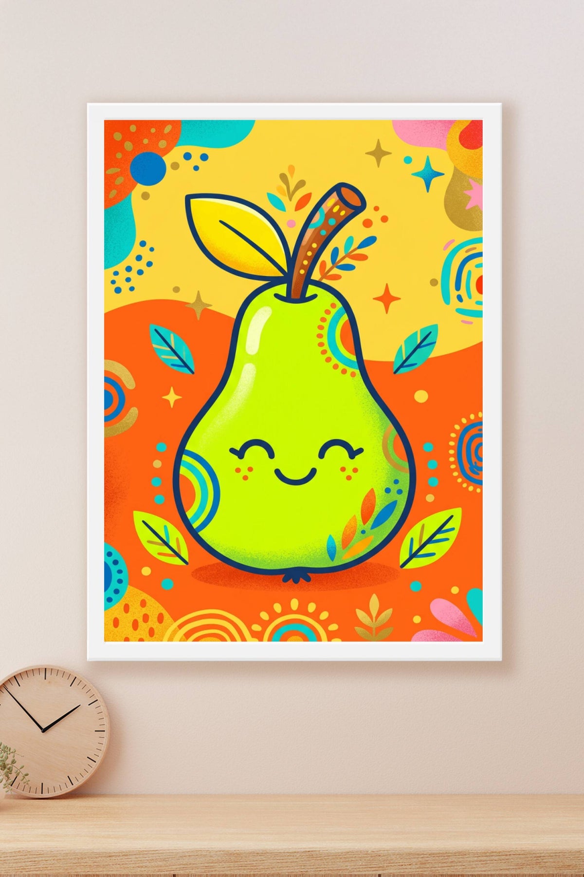 Poster de poire, illustration colorée cuisine