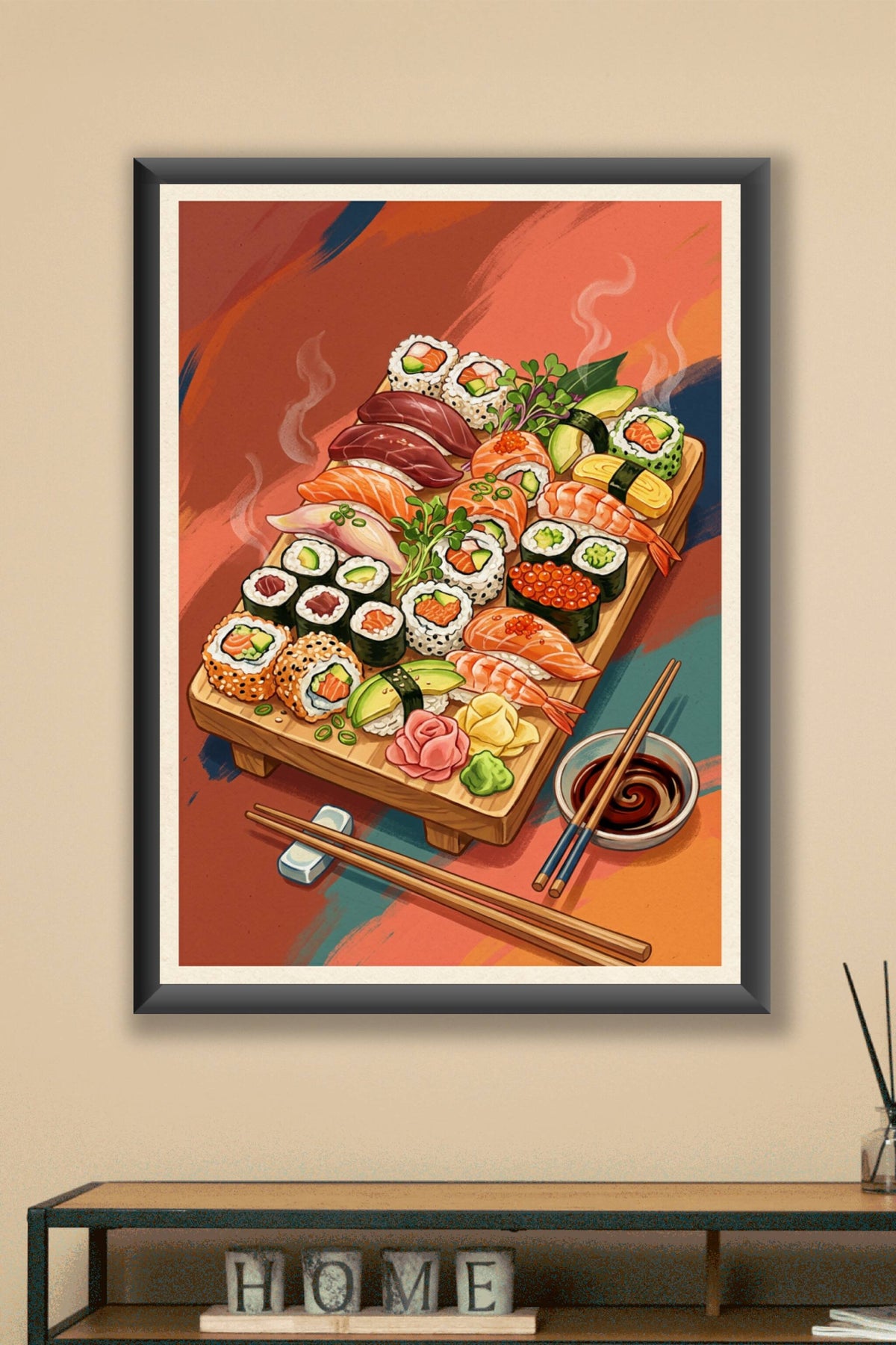 Affiche de sushis, poster cuisine japonaise