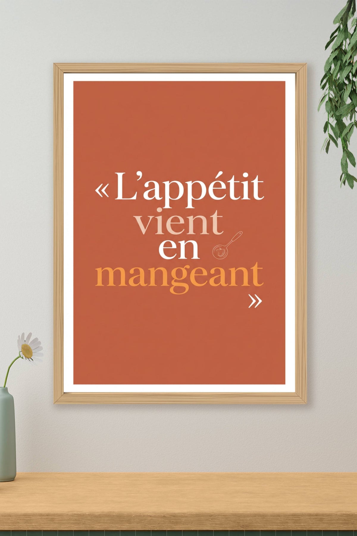 Affiche L'appétit vient en mangeant, poster cuisine