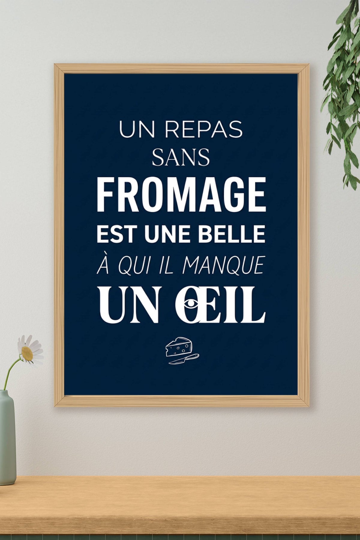 Affiche de cuisine sur le fromage, poster ocre