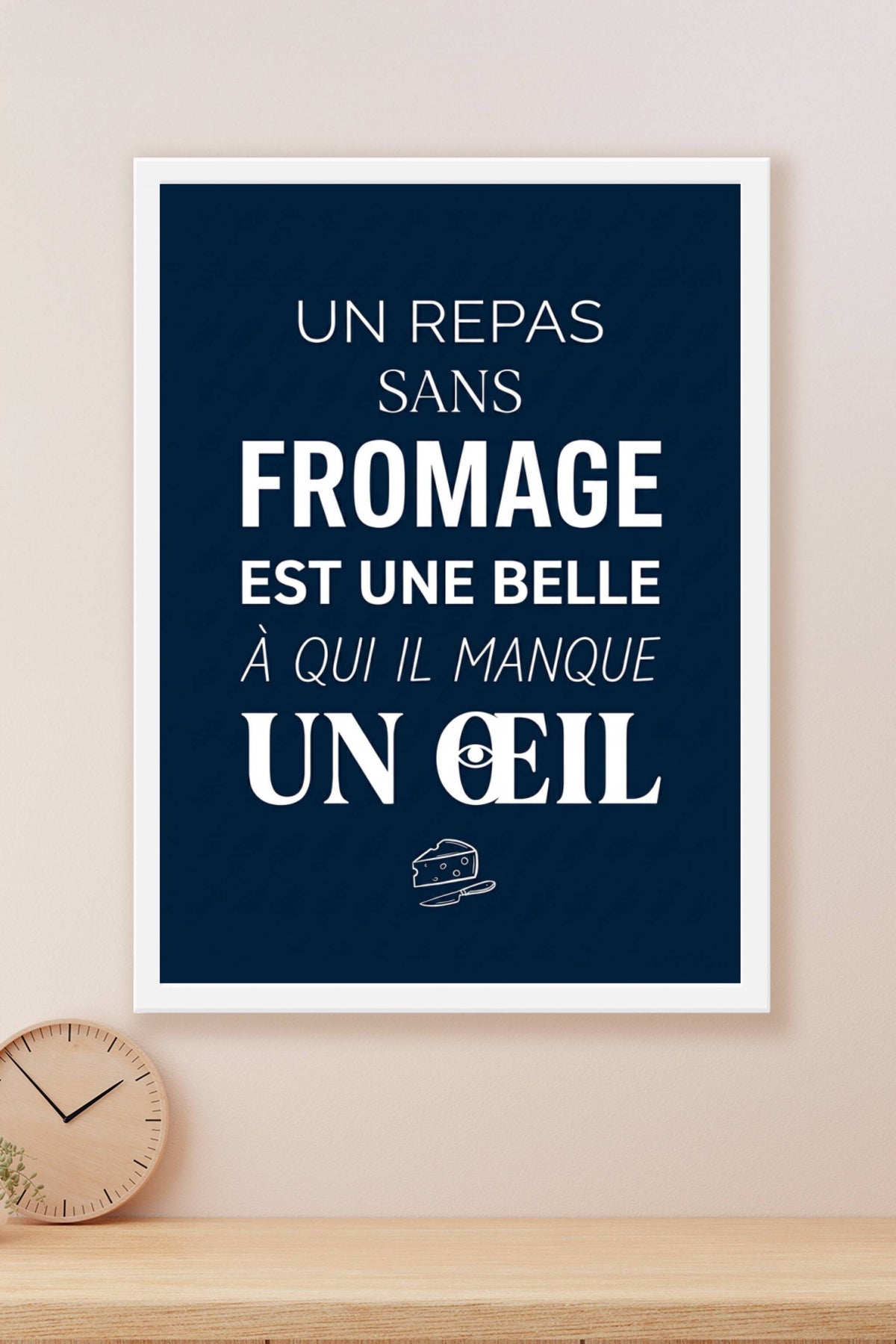 Affiche de cuisine sur le fromage, poster ocre