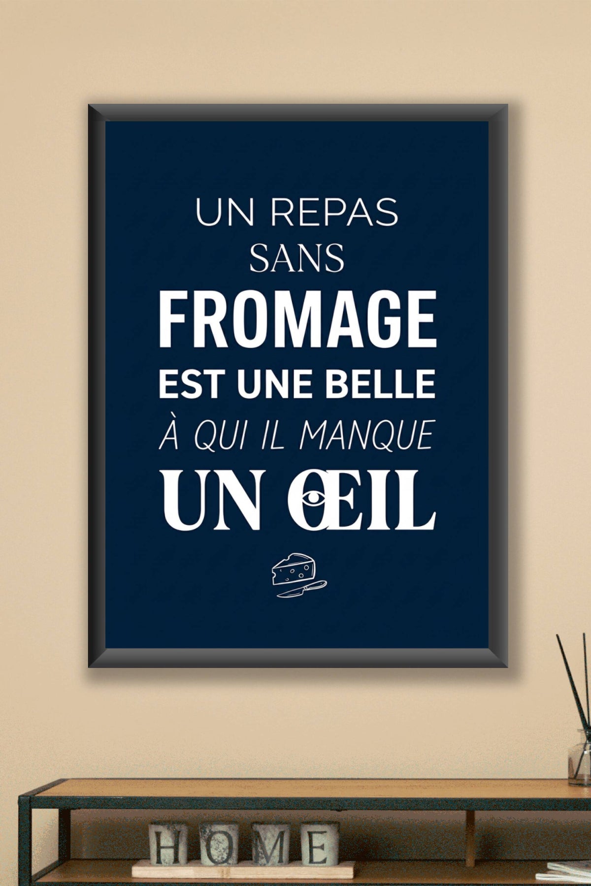Affiche de cuisine sur le fromage, poster ocre