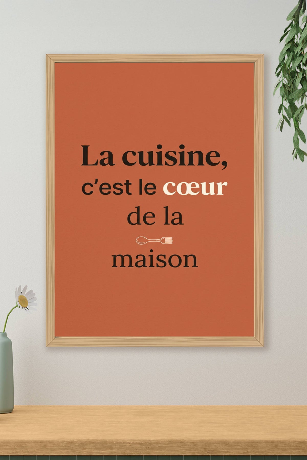 Affiche La cuisine, poster texte terre de Sienne