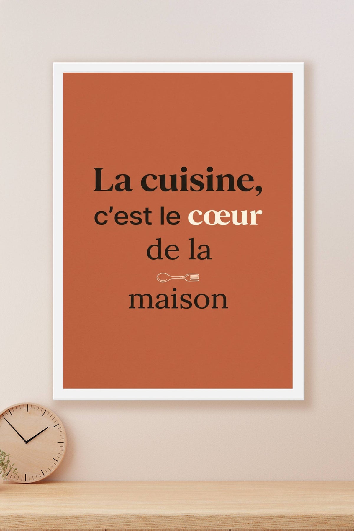 Affiche La cuisine, poster texte terre de Sienne