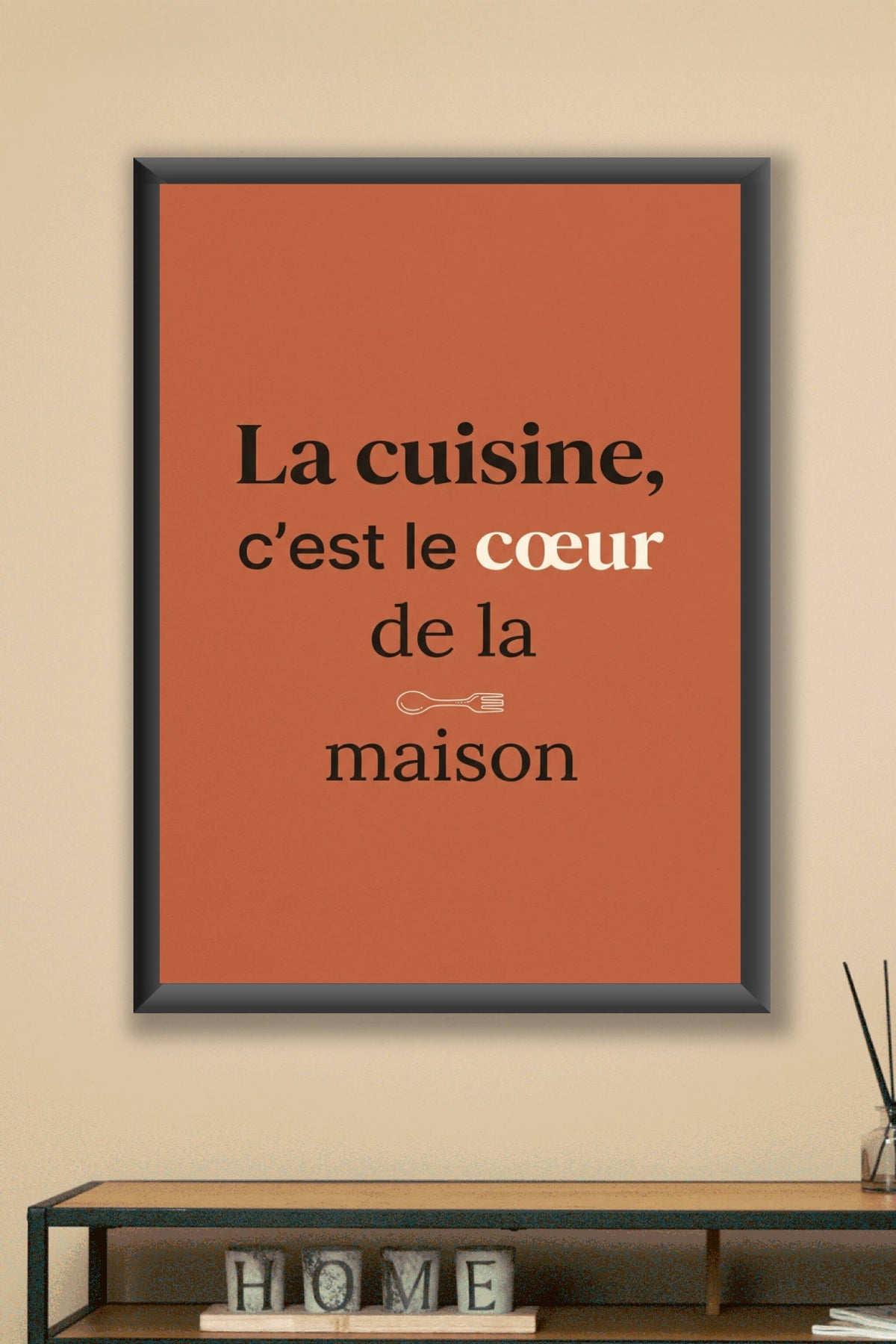 Affiche La cuisine, poster texte terre de Sienne