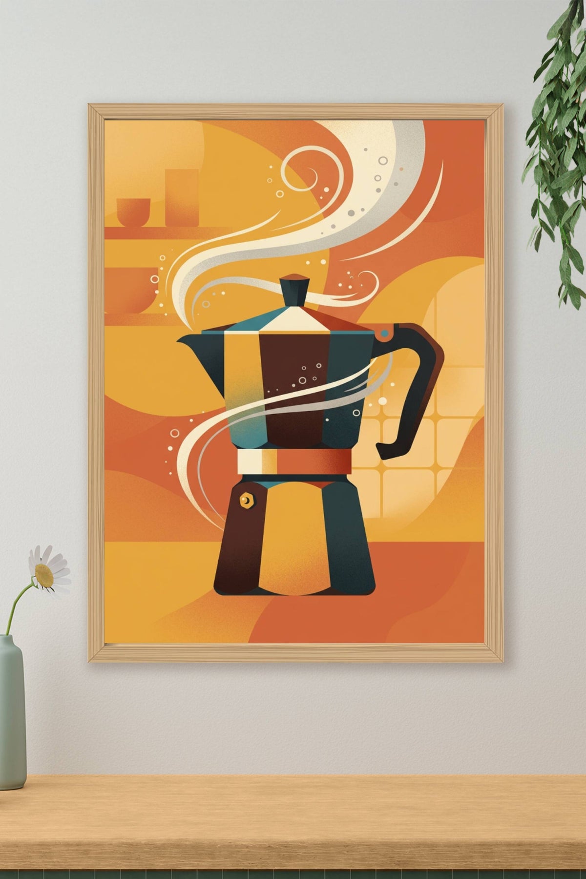 Affiche de cafetière italienne, poster rétro