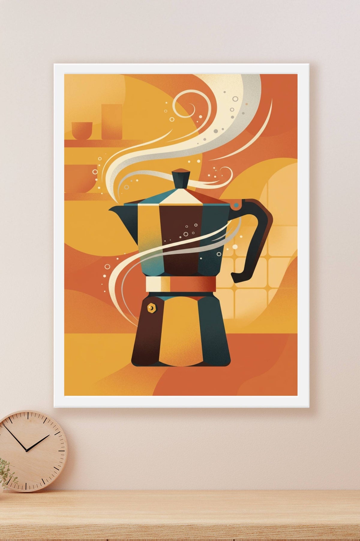 Affiche de cafetière italienne, poster rétro