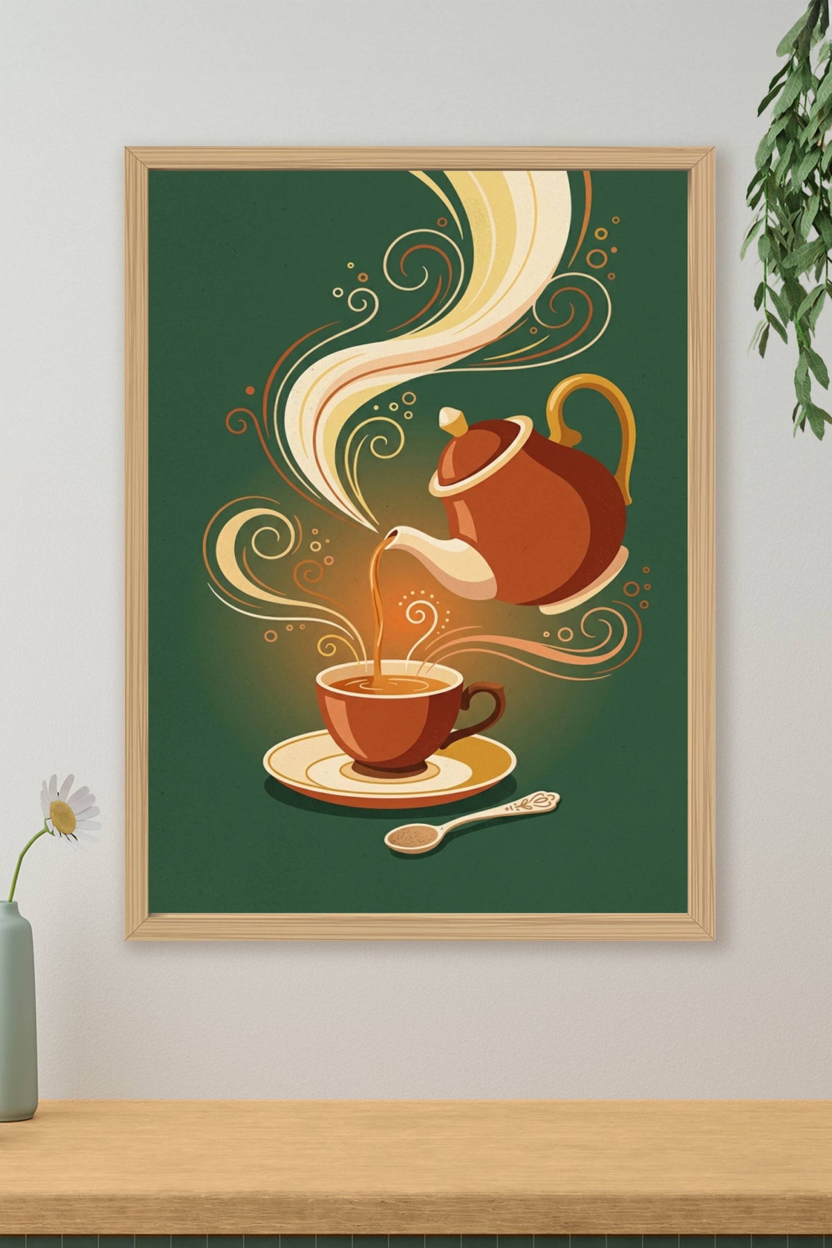 Affiche de thé, poster volutes de vapeur