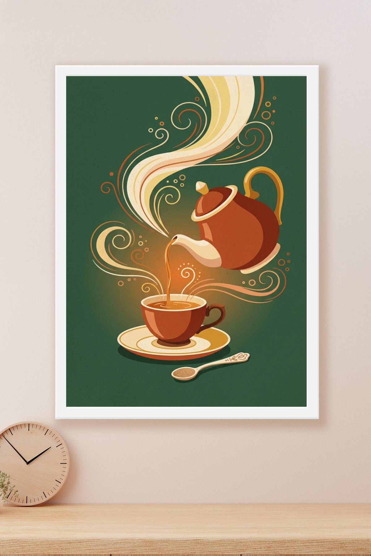 Affiche de thé, poster volutes de vapeur