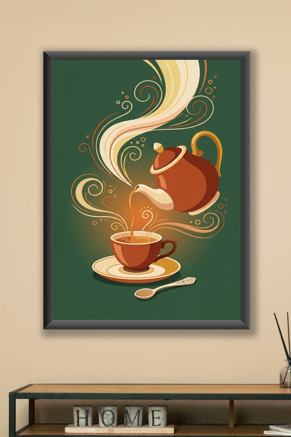 Affiche de thé, poster volutes de vapeur