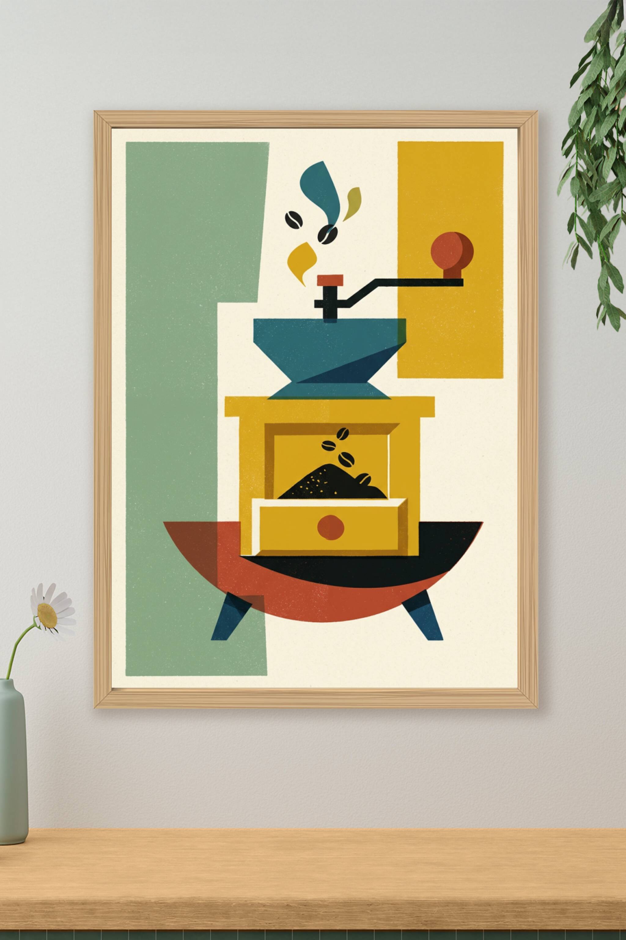 Affiche de moulin à café vintage, poster coloré