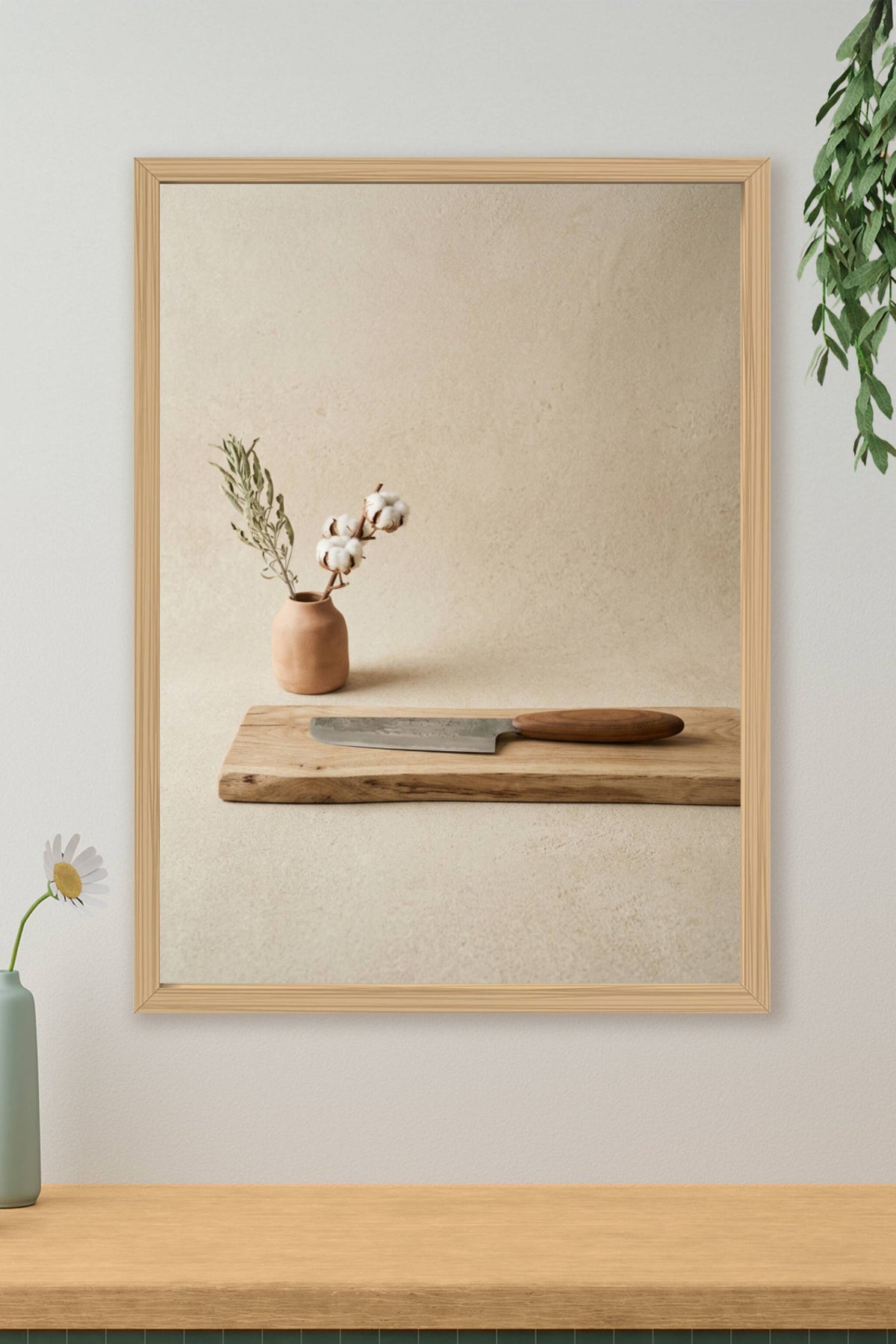 Affiche de couteau japonais, poster planche en bois