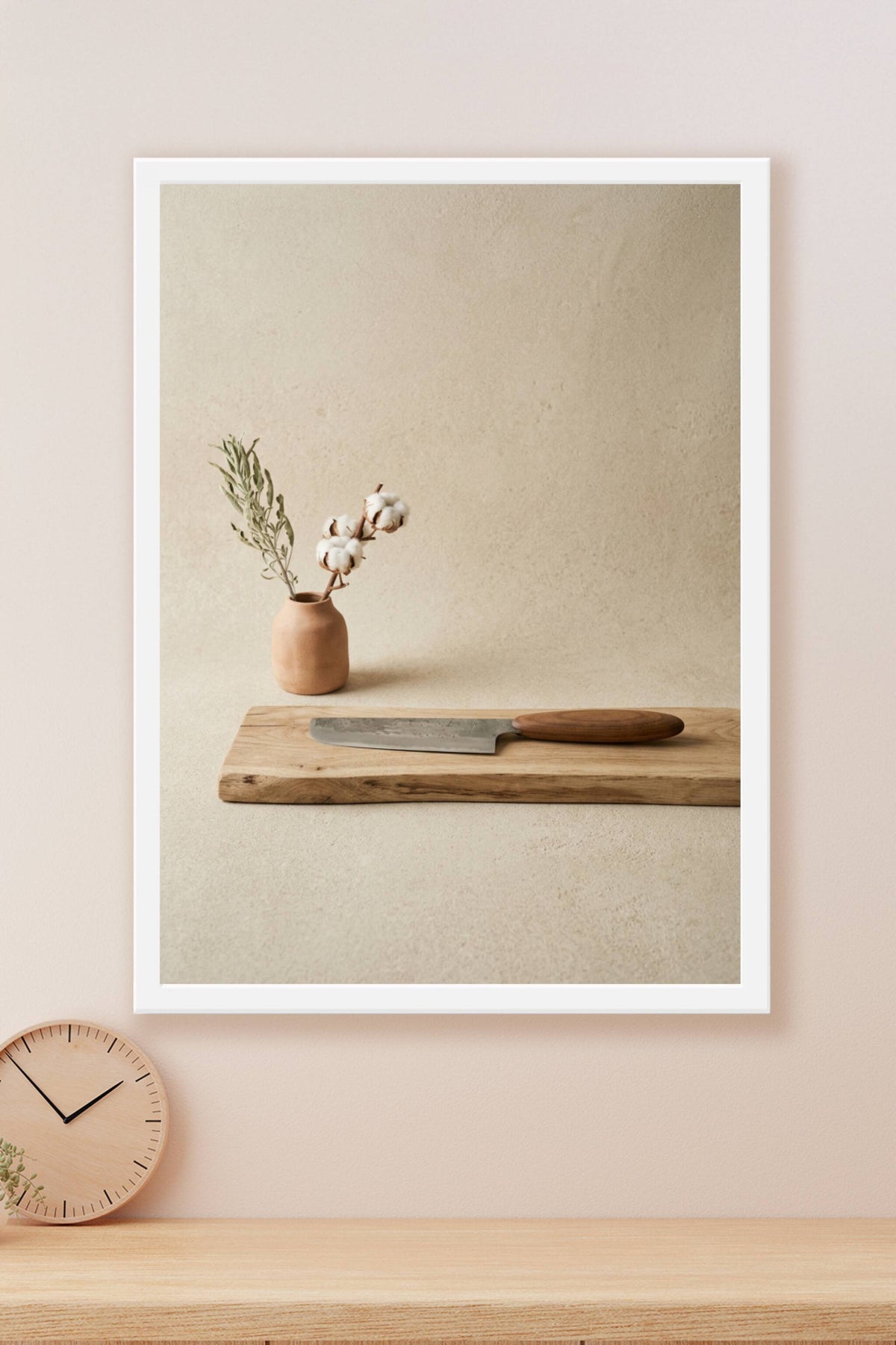 Affiche de couteau japonais, poster planche en bois