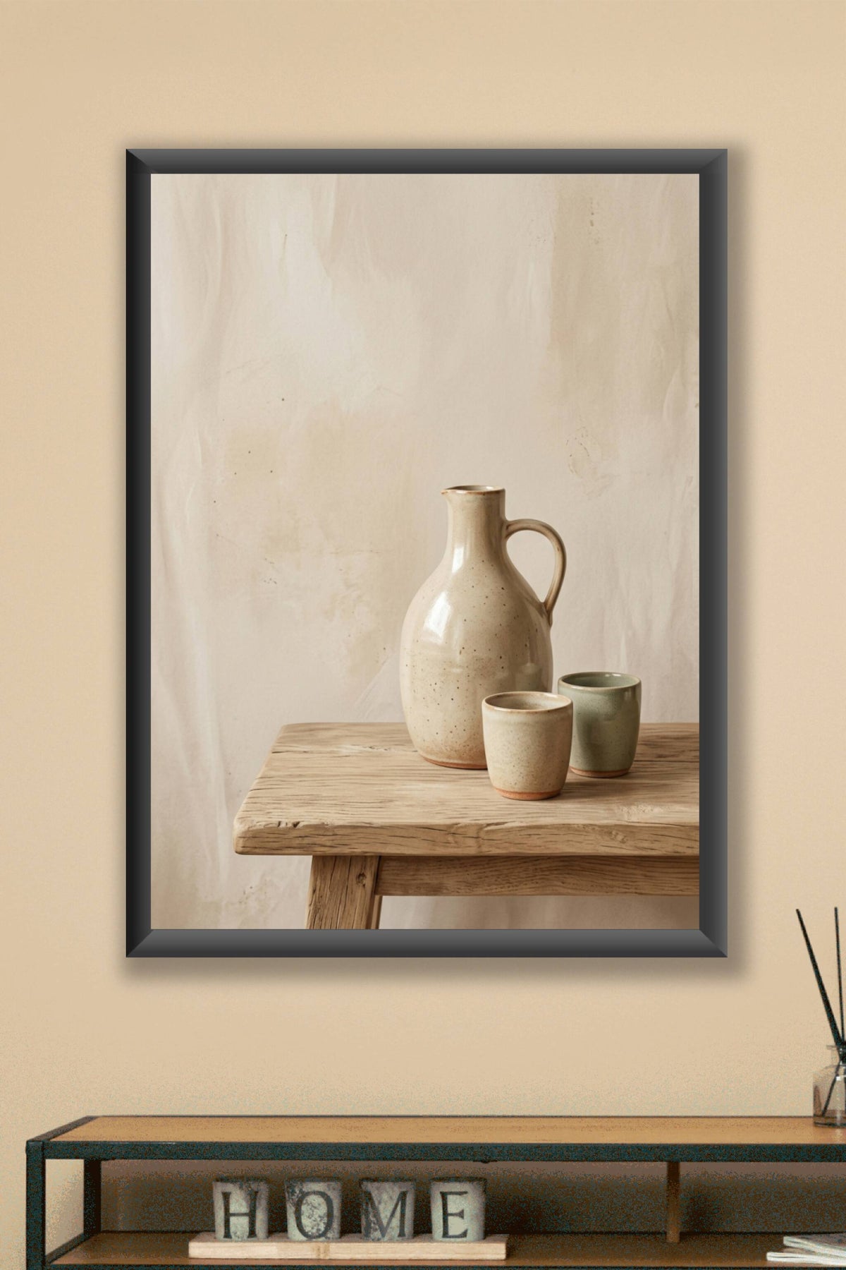 Poster de cuisine, céramiques beiges