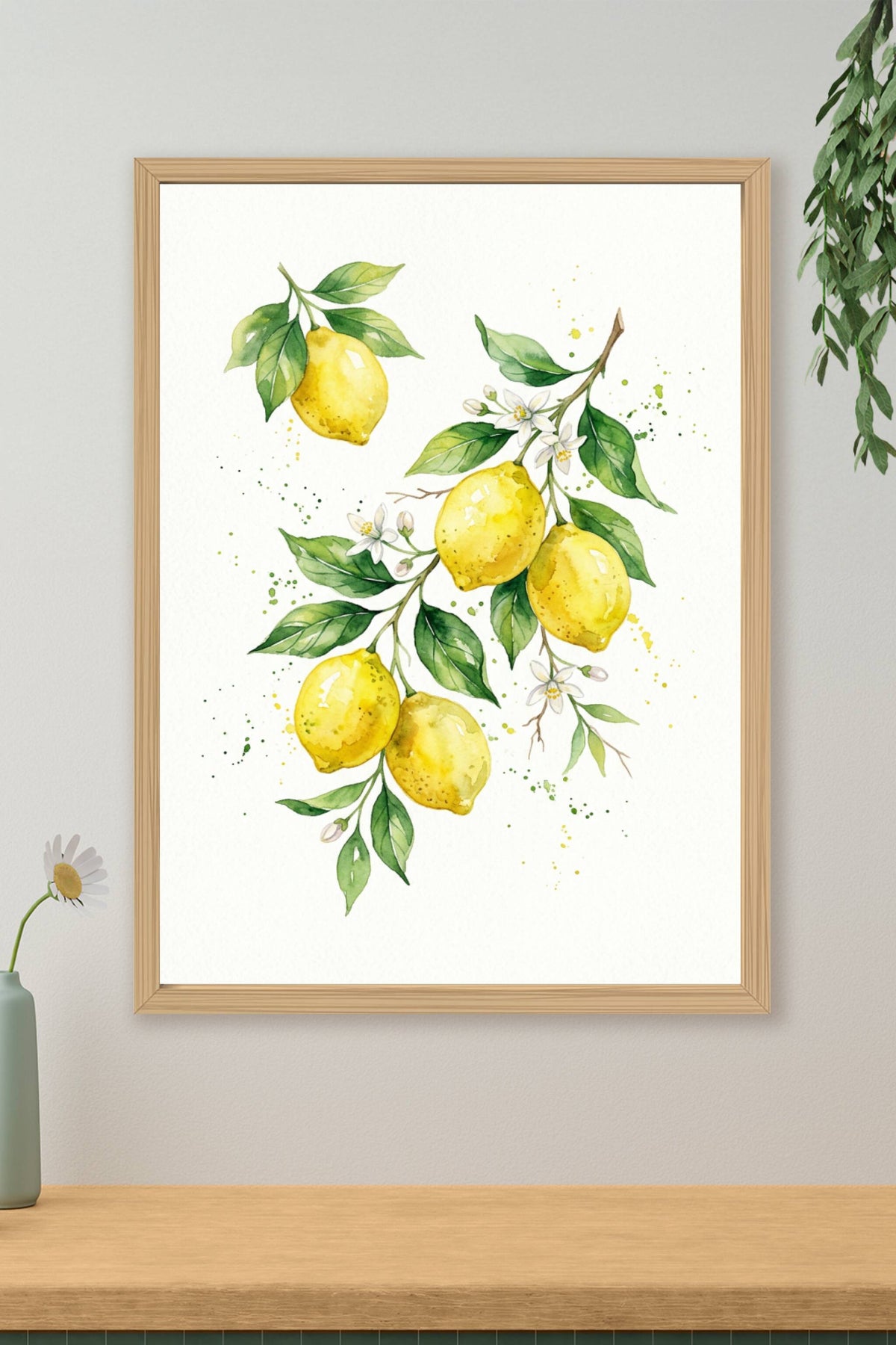 Affiche de citrons, poster cuisine aquarelle