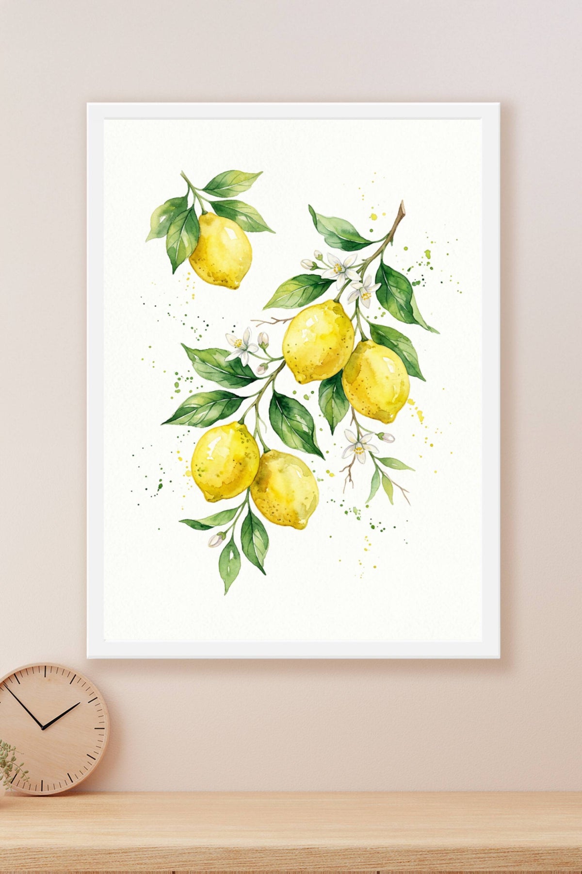 Affiche de citrons, poster cuisine aquarelle