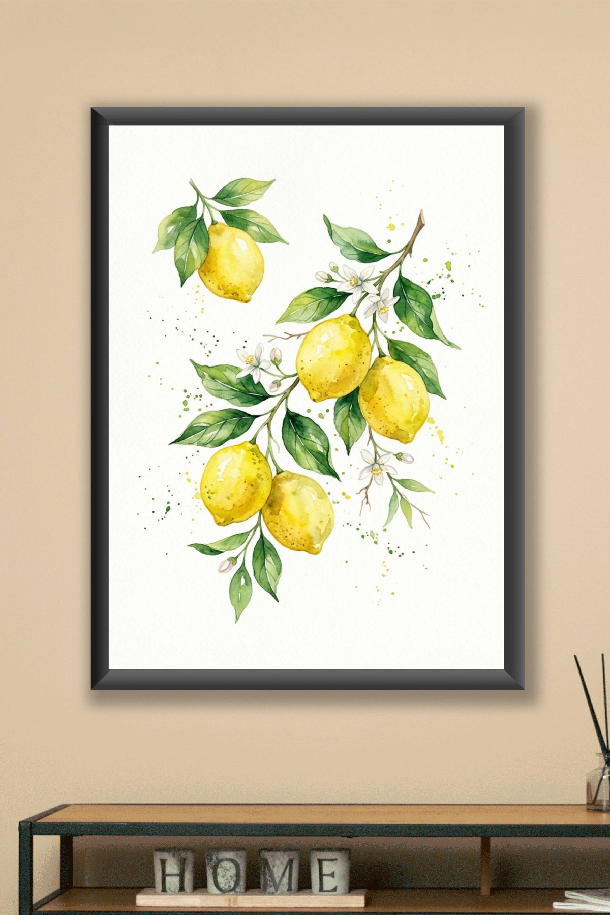 Affiche de citrons, poster cuisine aquarelle