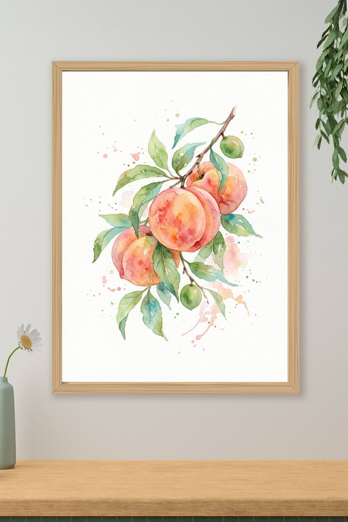 Affiche de pêches, poster aquarelle