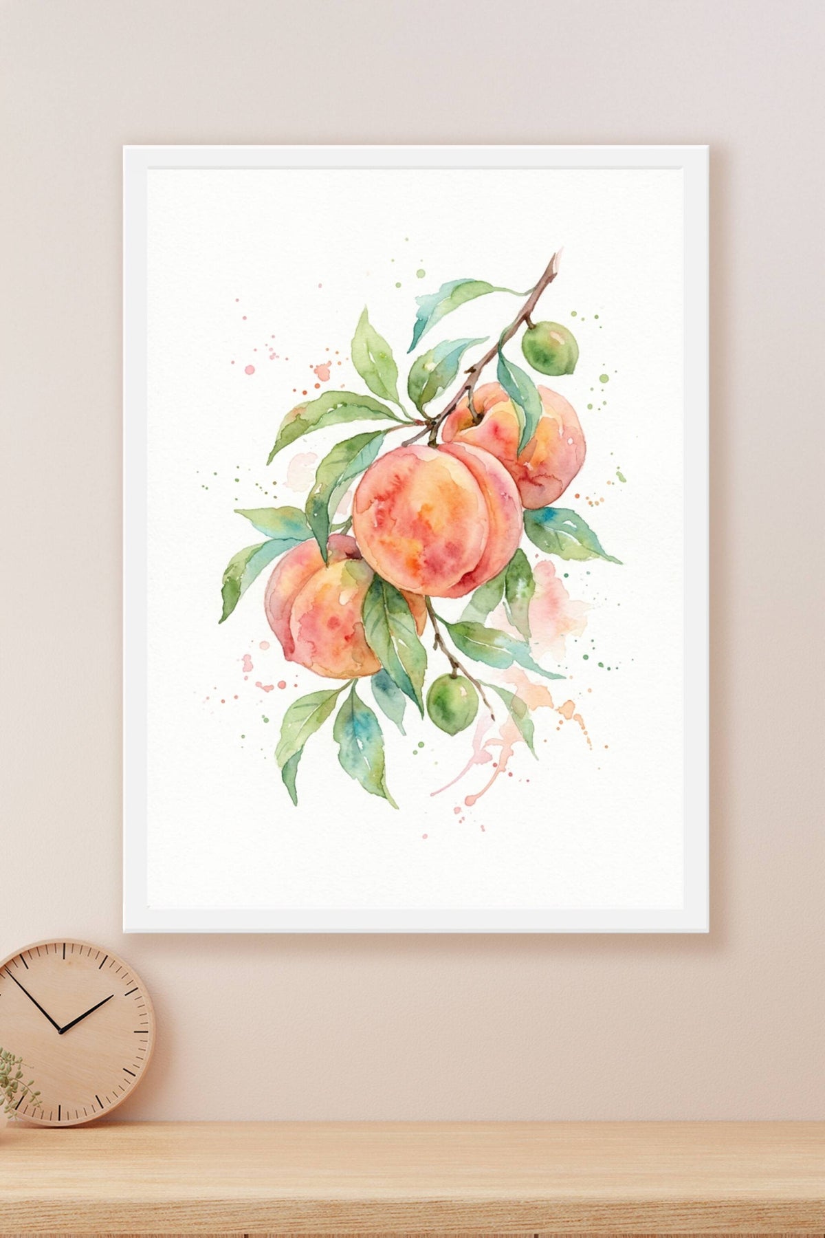 Affiche de pêches, poster aquarelle