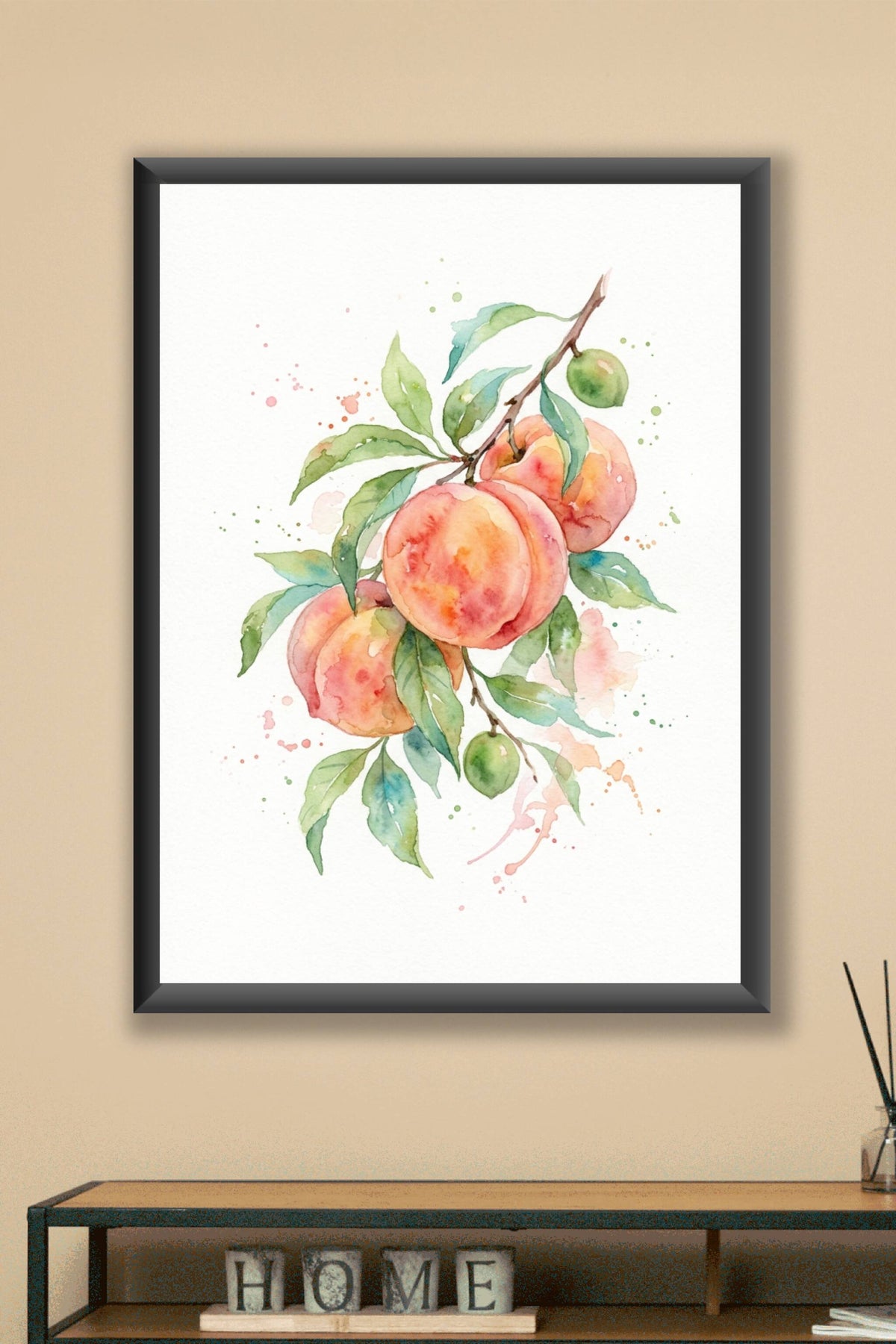 Affiche de pêches, poster aquarelle