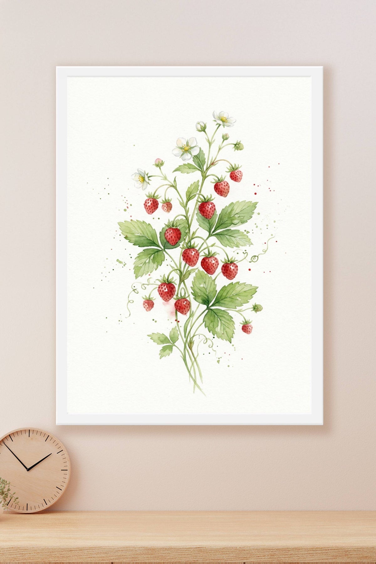 Affiche de fraises sauvages, poster botanique