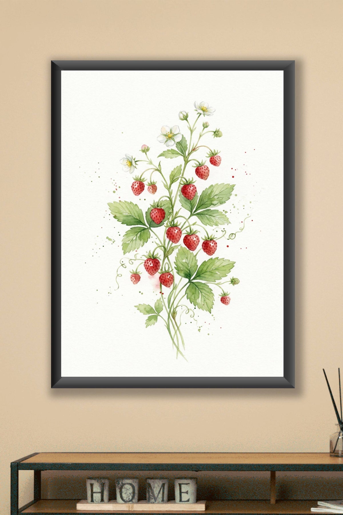 Affiche de fraises sauvages, poster botanique