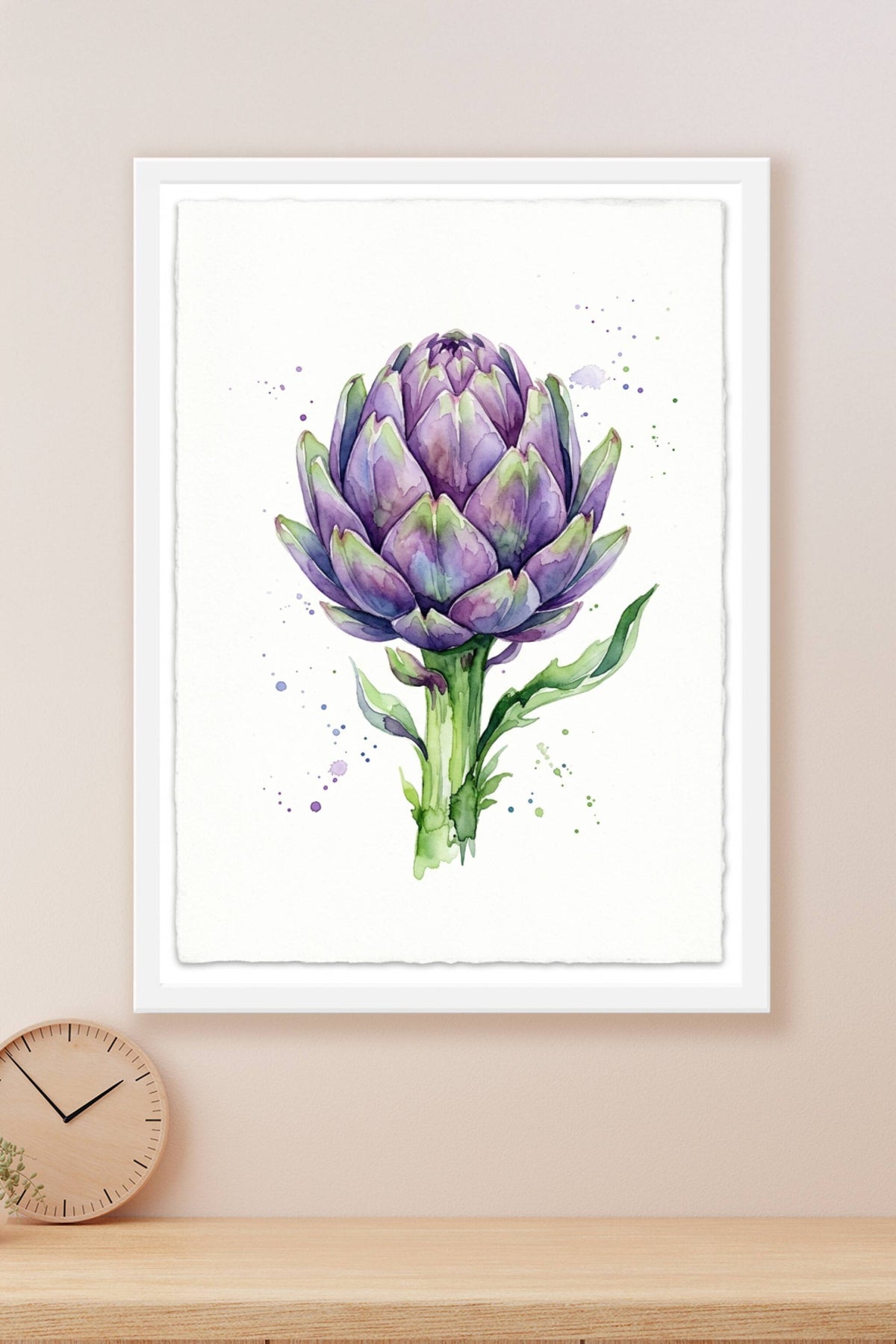 Affiche d'artichaut, poster aquarelle violette
