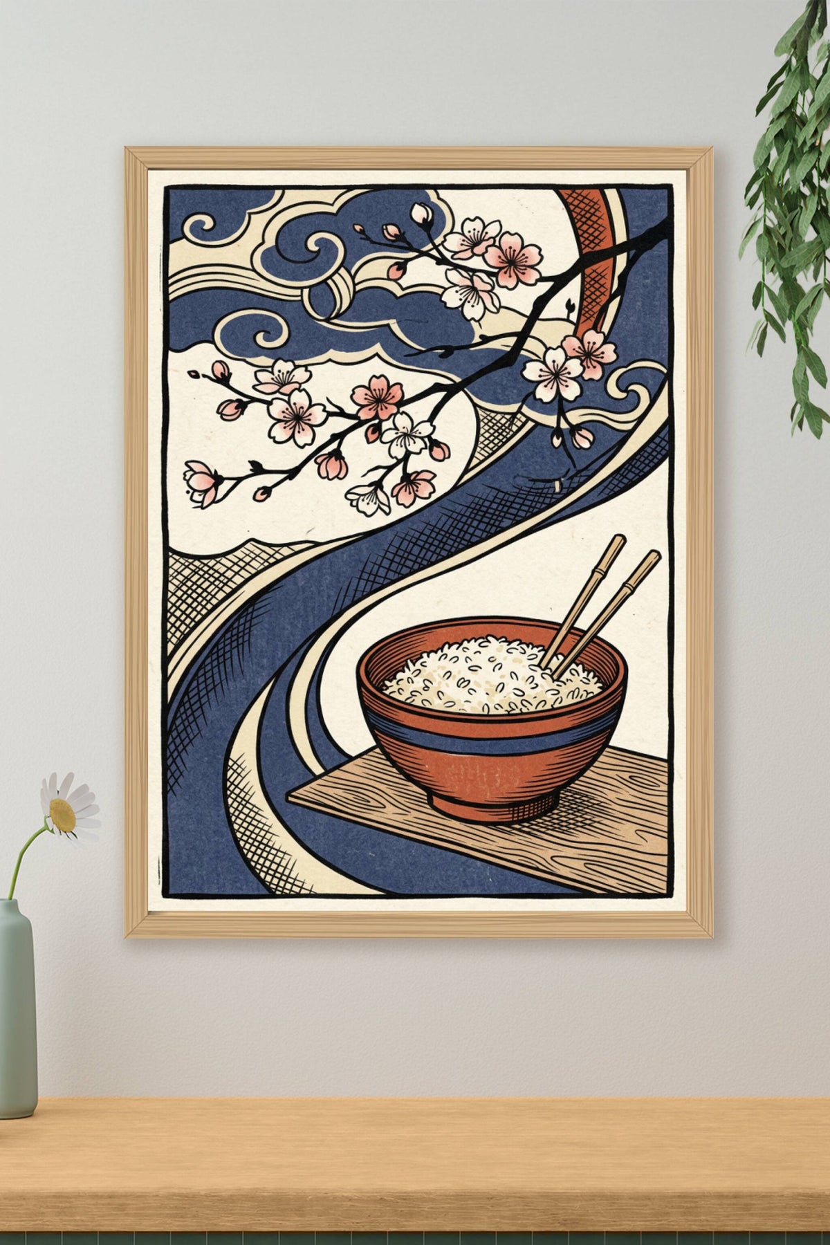 Affiche de riz Japonais, poster fleurs de cerisier