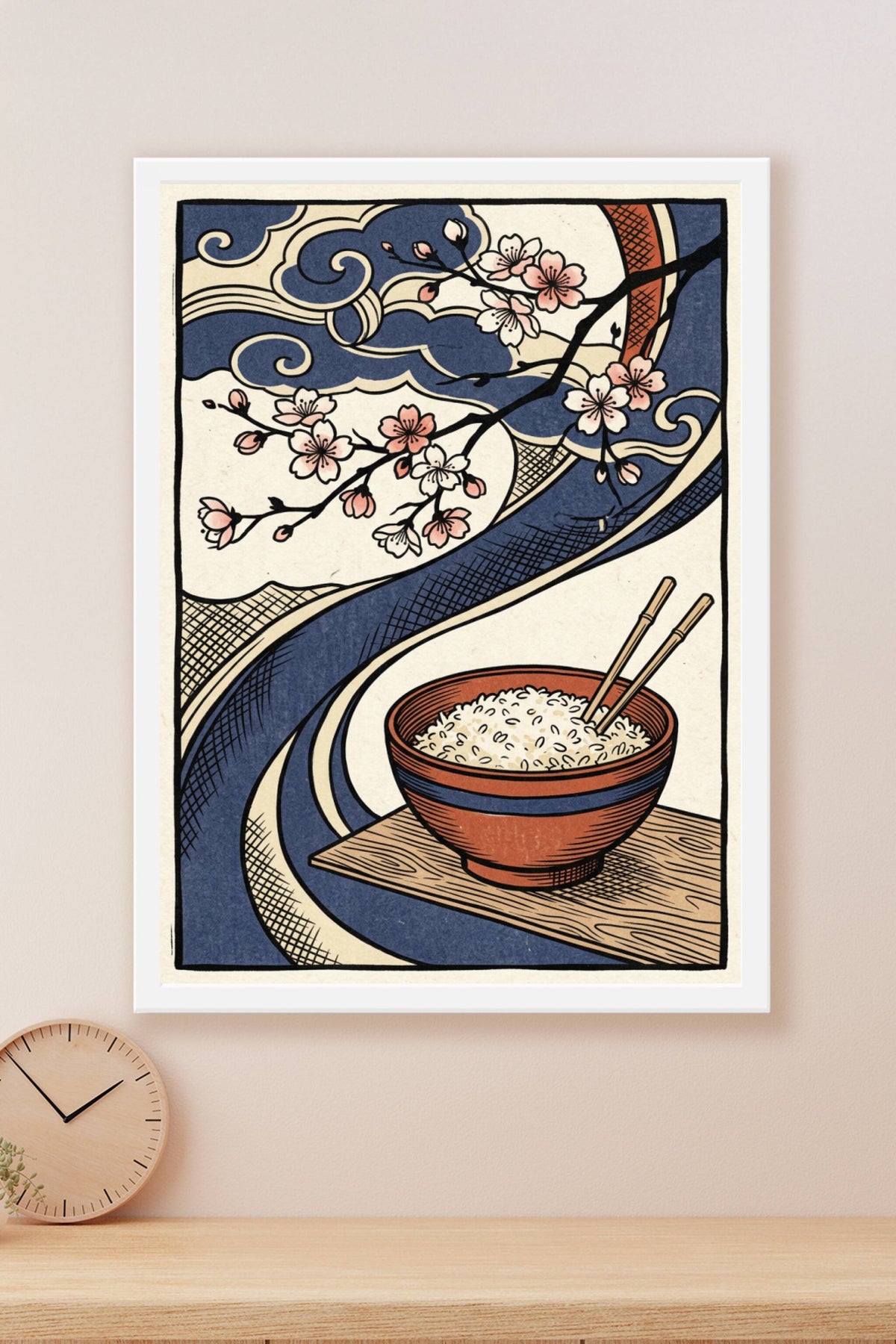 Affiche de riz Japonais, poster fleurs de cerisier