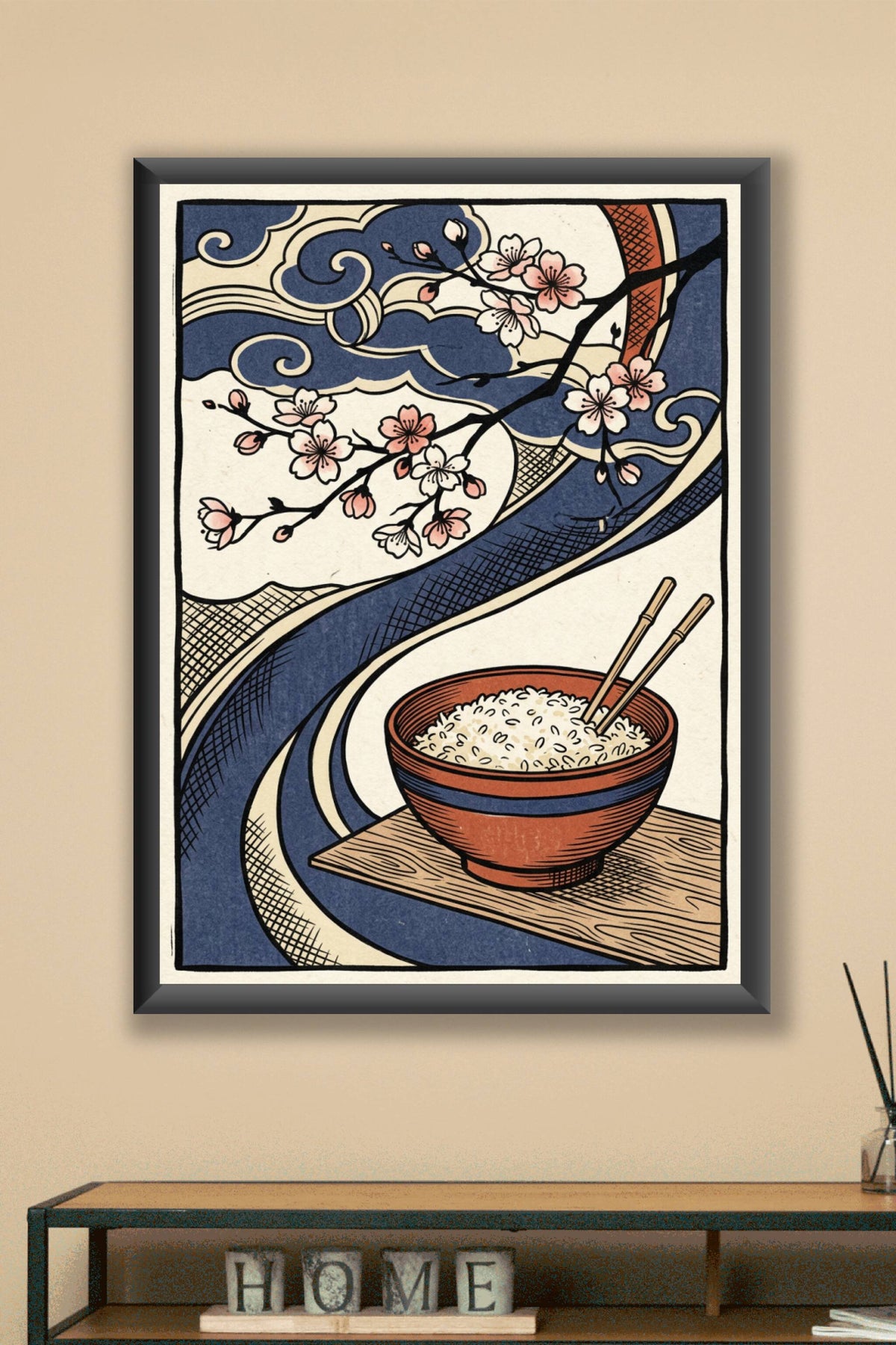 Affiche de riz Japonais, poster fleurs de cerisier