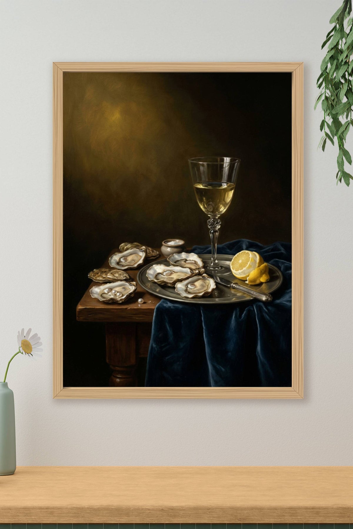 Affiche d'huîtres, poster nature morte vintage