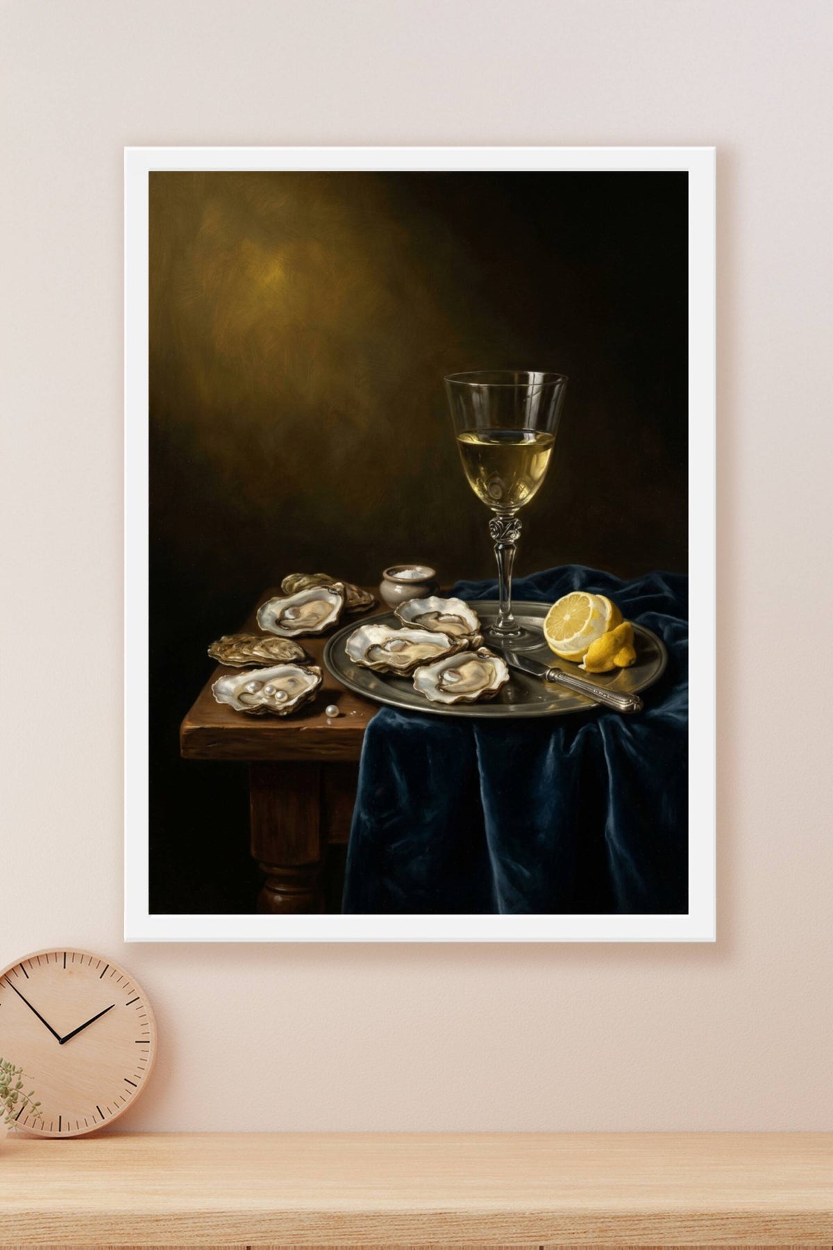 Affiche d'huîtres, poster nature morte vintage