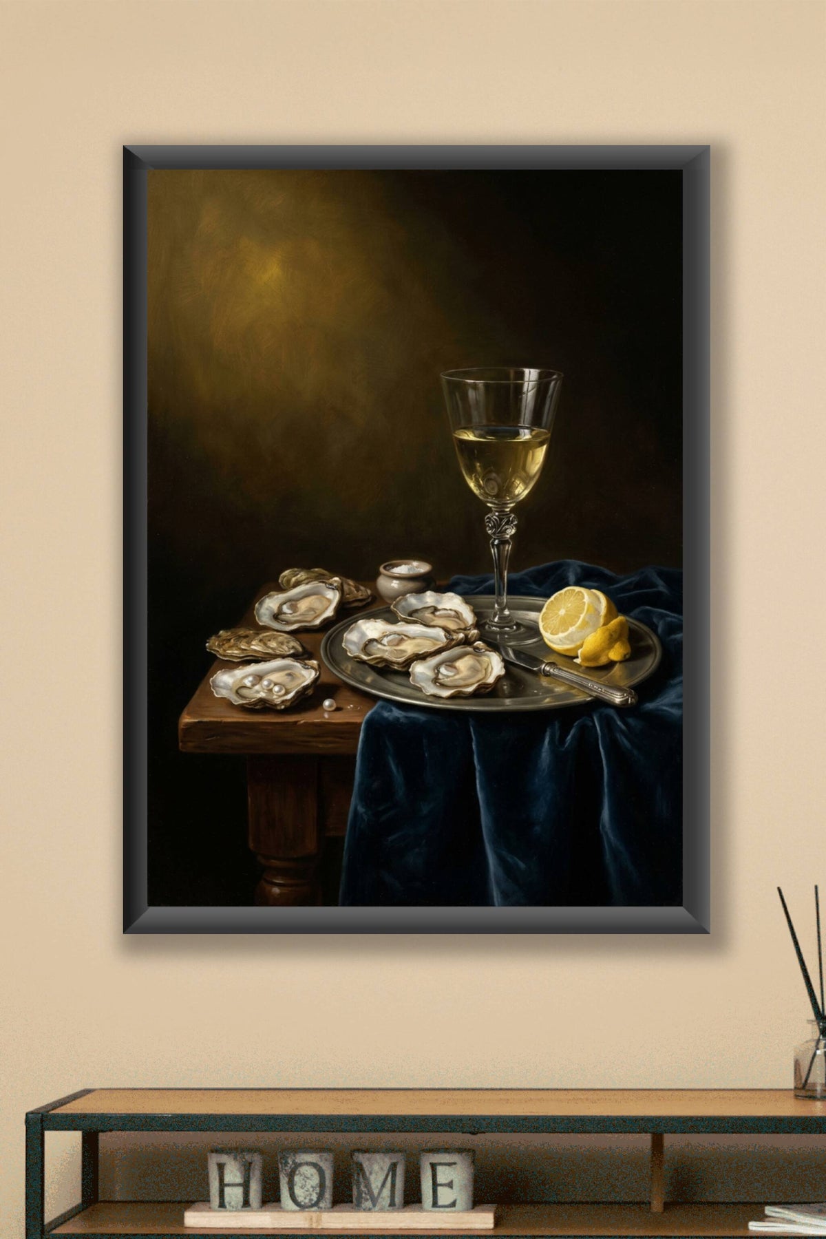 Affiche d'huîtres, poster nature morte vintage